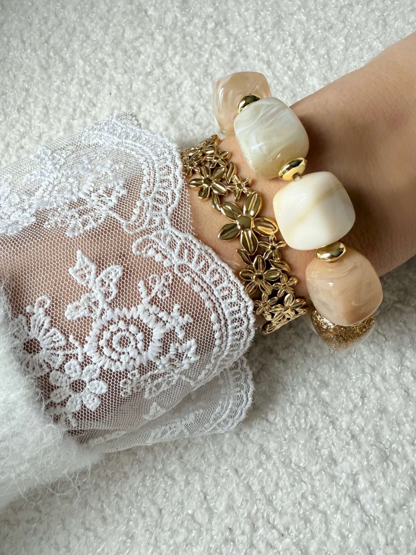 Bracelet élastique nude doré