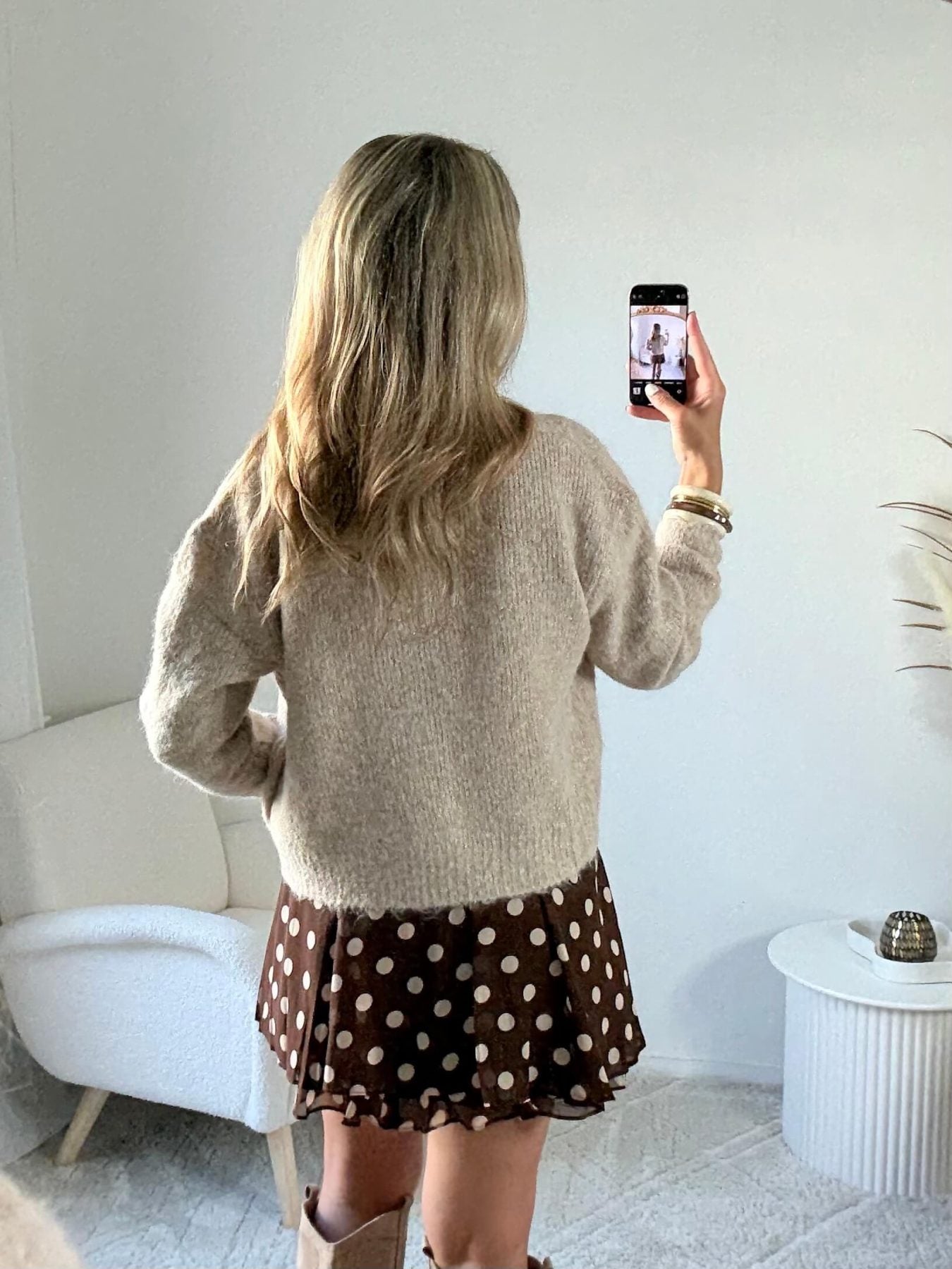 Cardigan taupe boutons bijoux - Gabi