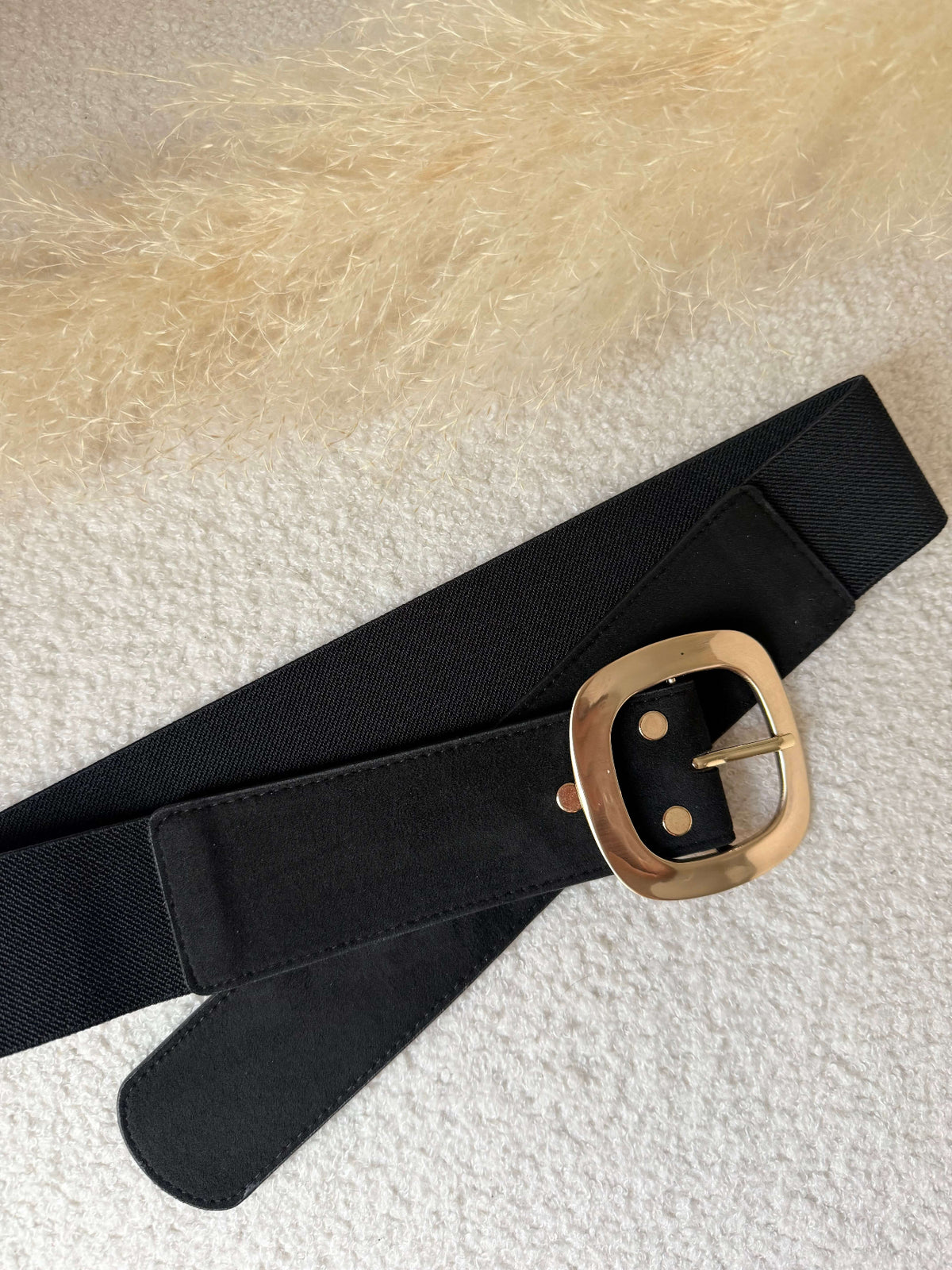 Ceinture noire dorée grande taille