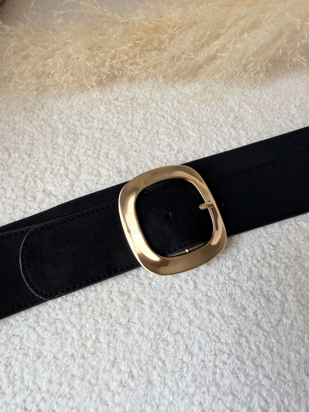 Ceinture noire dorée grande taille
