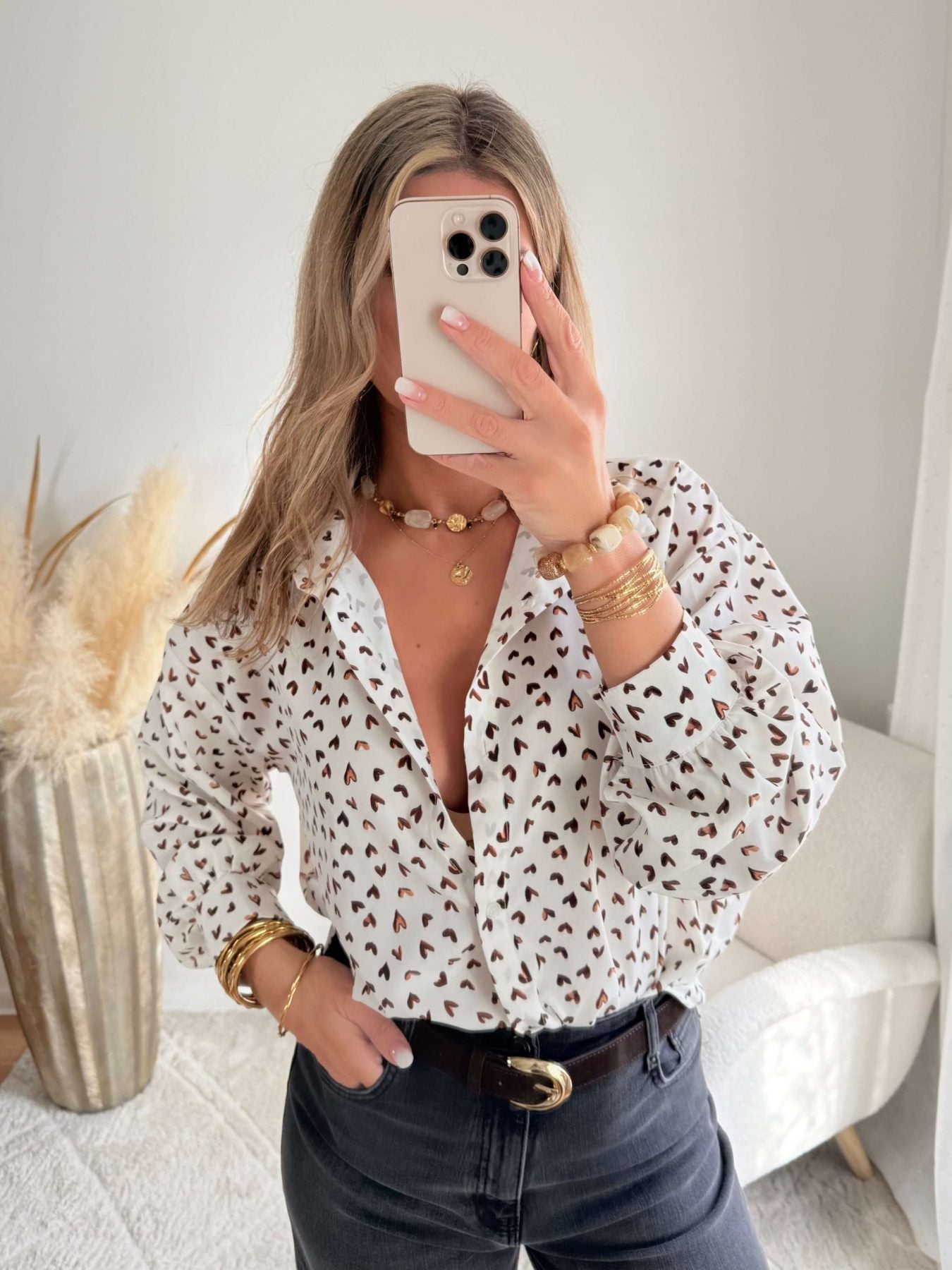 Chemise ample imprimée coeurs - Camille