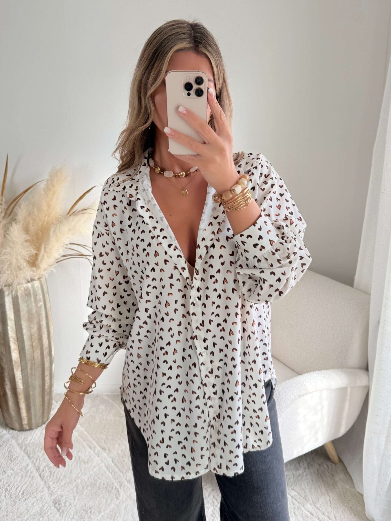 Chemise ample imprimée coeurs - Camille