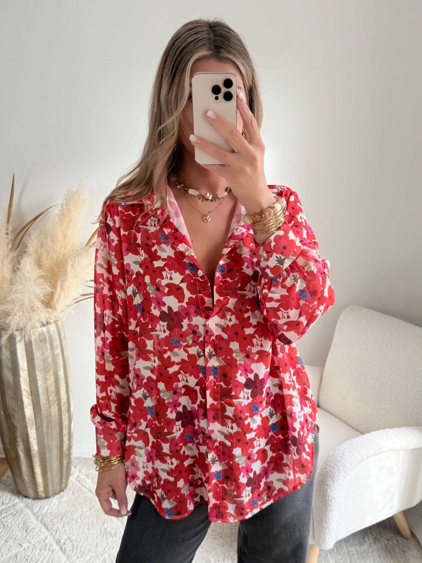 Chemise ample imprimée fleurs -Flora