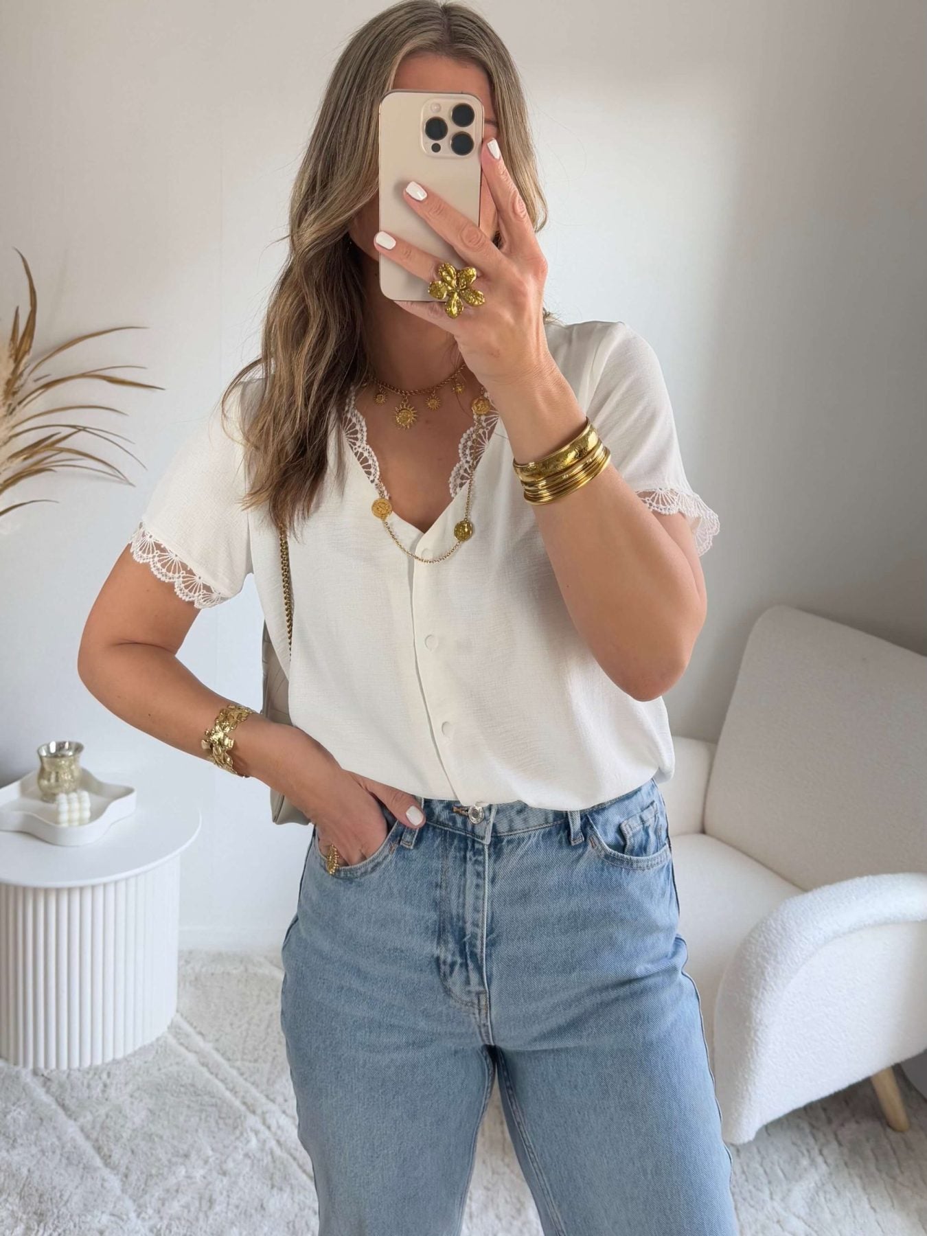 Blouse blanche détail dentelle