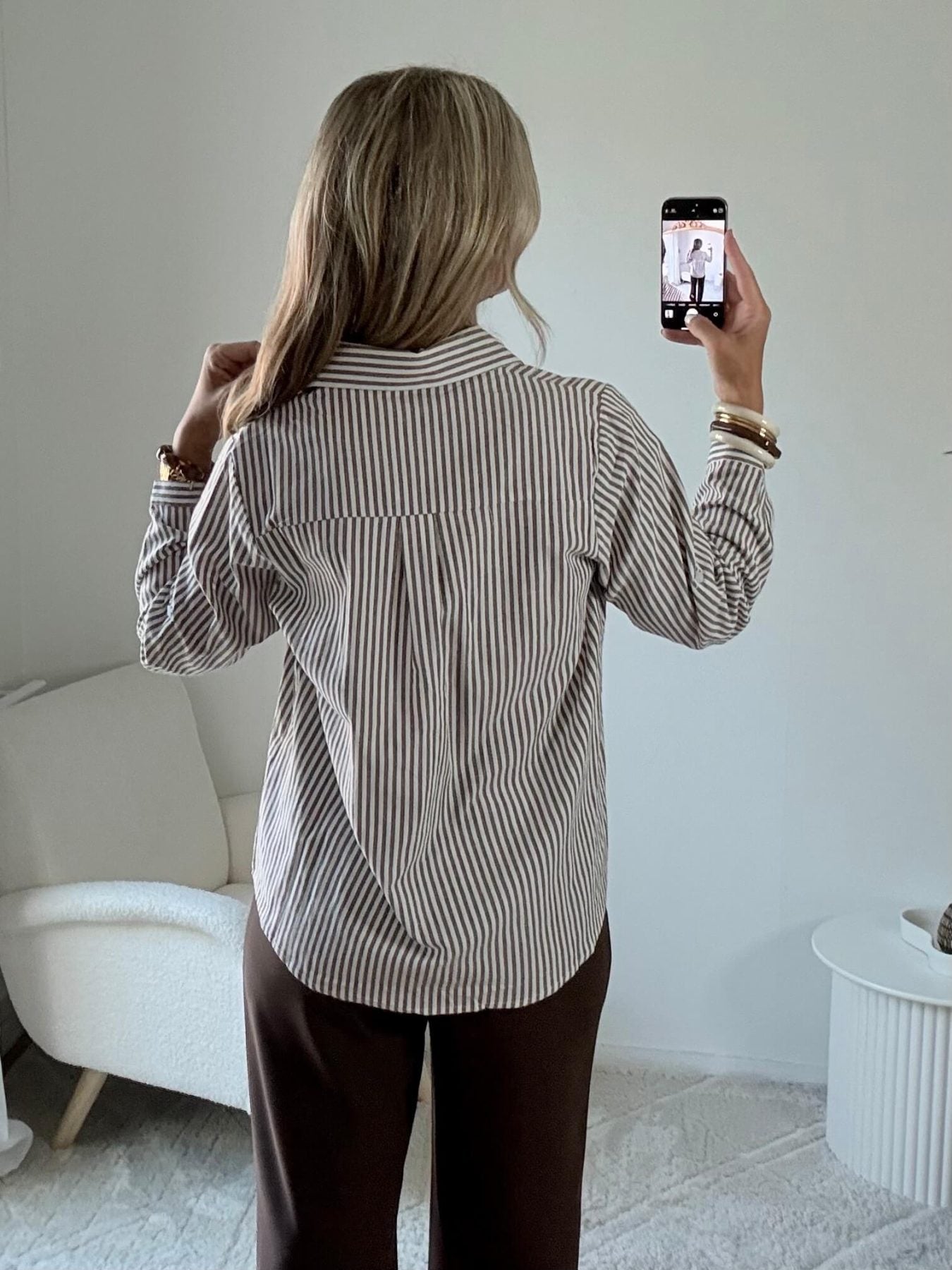 Chemise rayée café - Fily