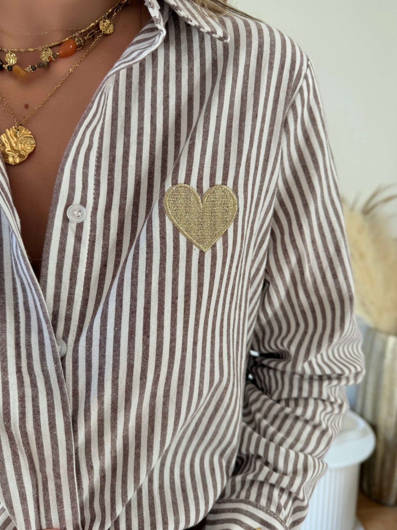 Chemise rayée café - Fily