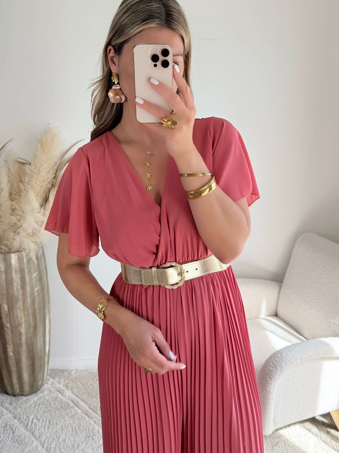 Combinaison rose Lilou plissée fluide du S au 4XL - Easy Dressing