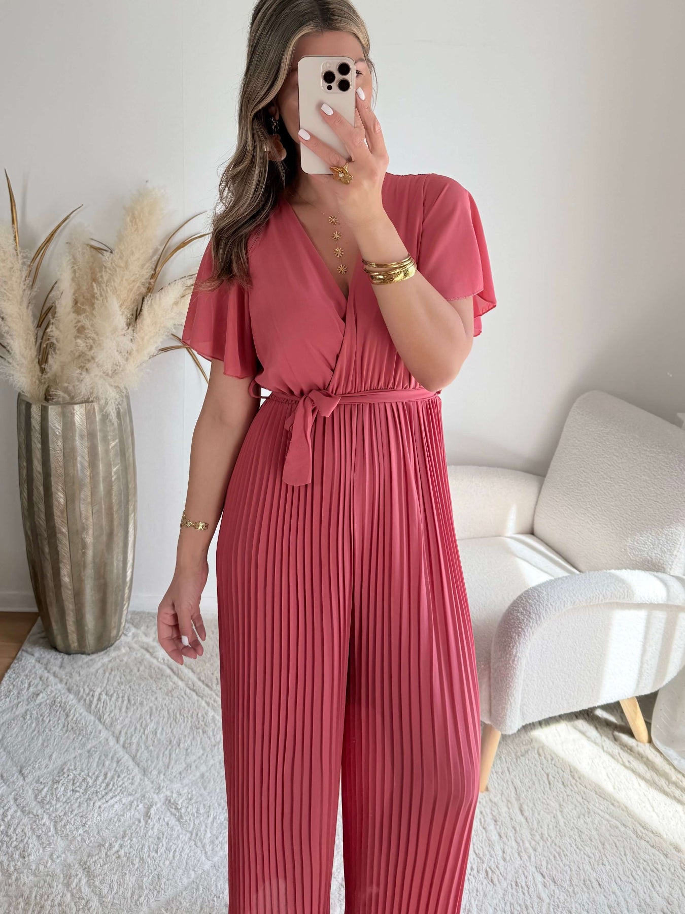 Combinaison rose Lilou plissée fluide du S au 4XL - Easy Dressing