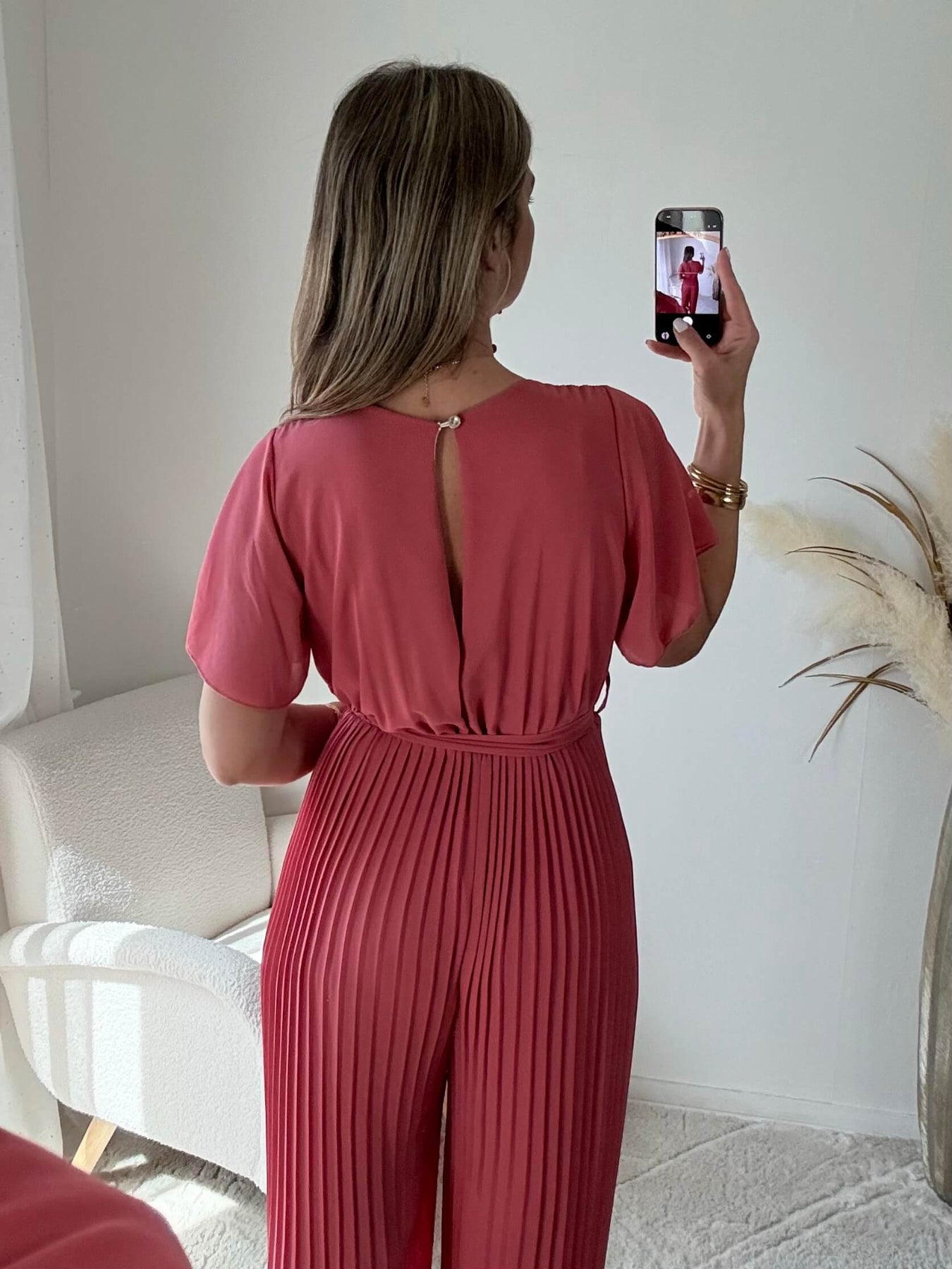 Combinaison rose Lilou plissée fluide du S au 4XL - Easy Dressing