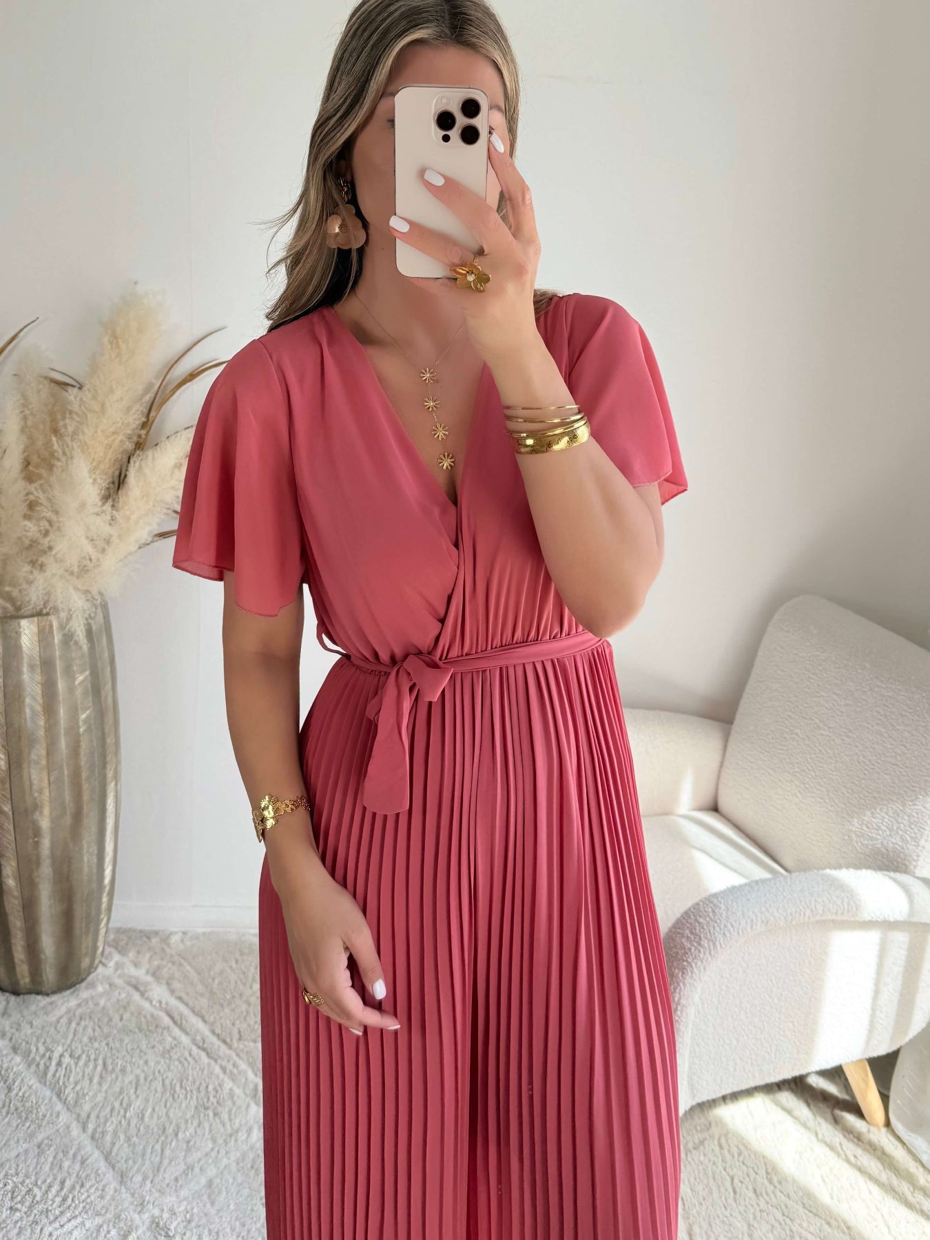 Combinaison rose Lilou plissée fluide du S au 4XL - Easy Dressing