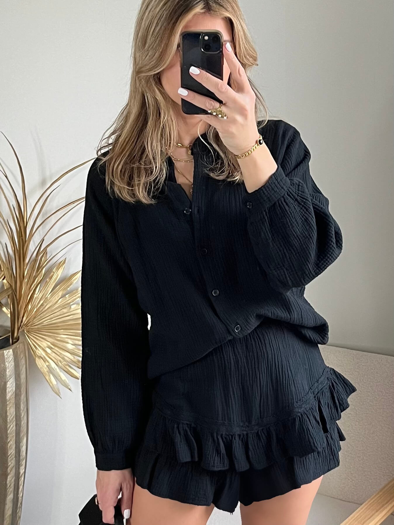 Ensemble noir gaze de coton