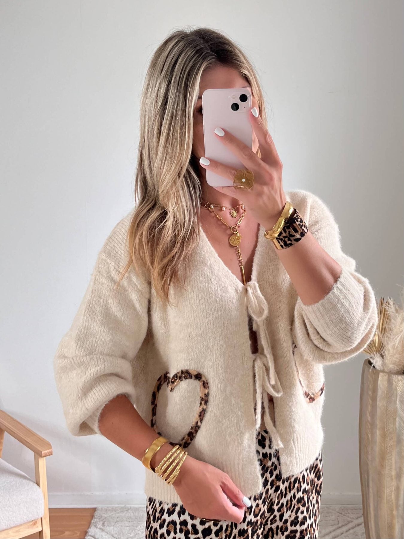 Gilet beige - Coeur