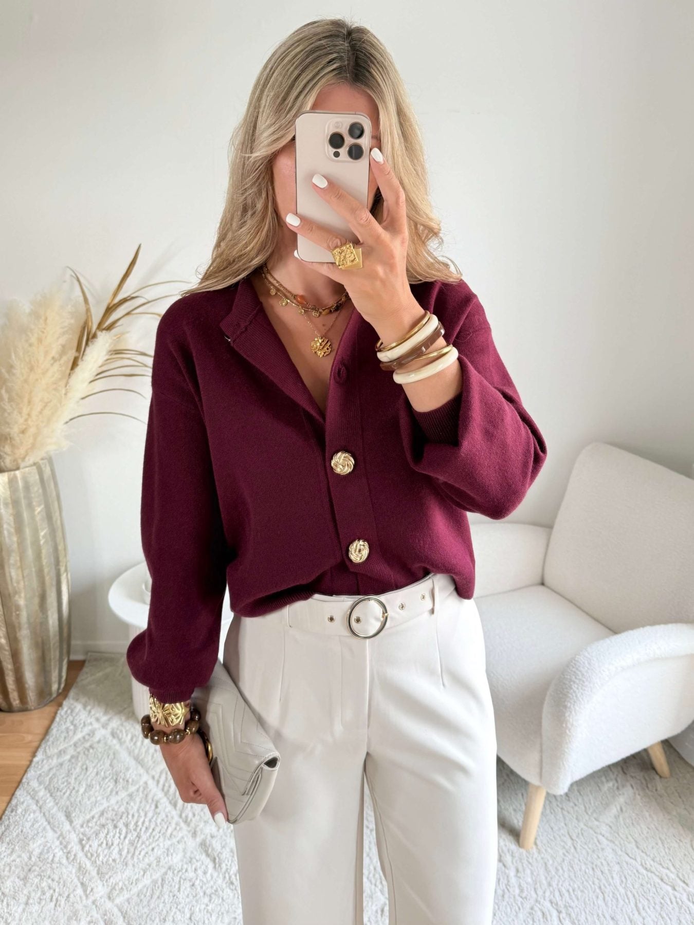 Gilet bordeaux boutons dorés - Nori