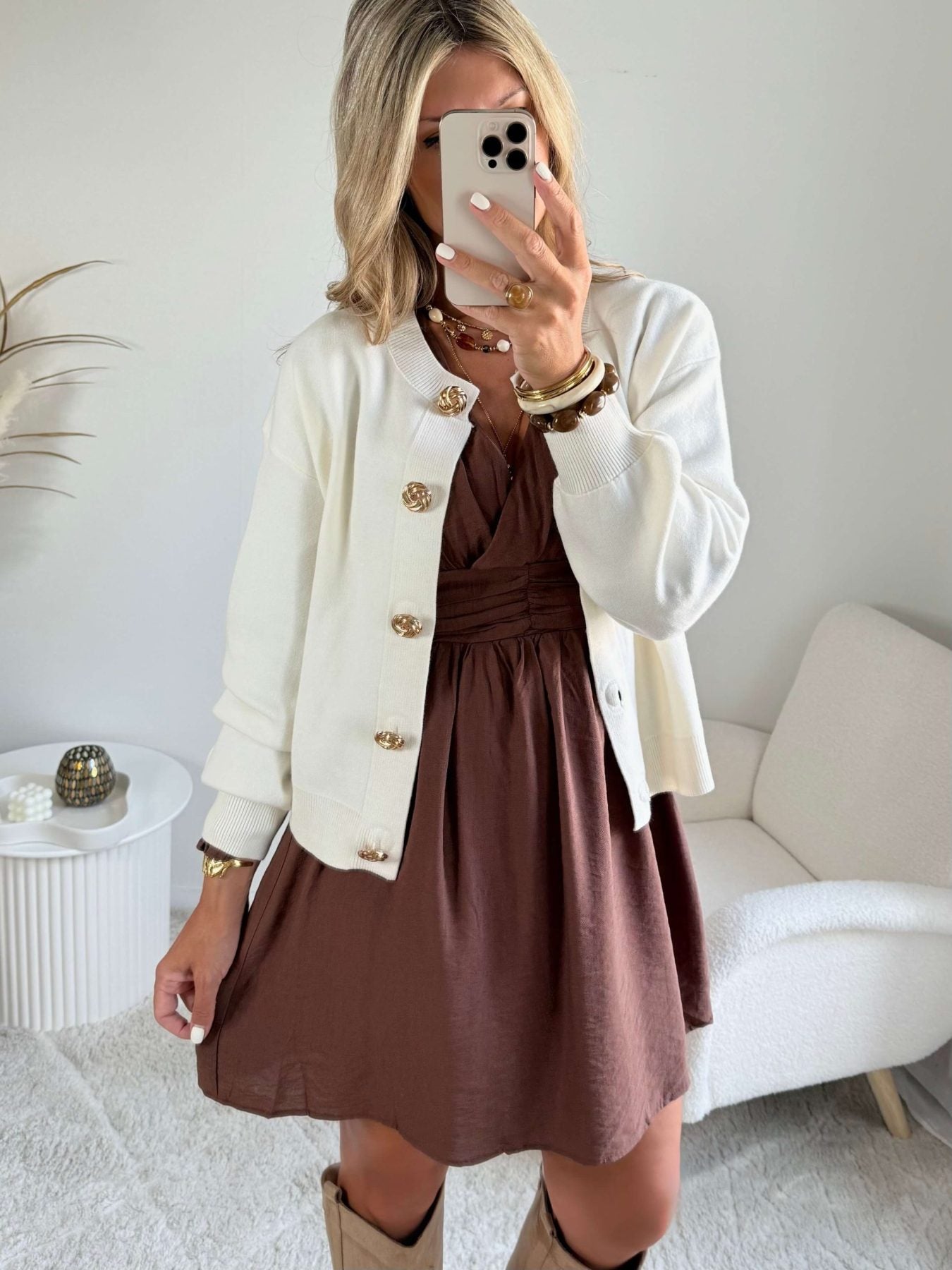 Gilet écru boutons dorés - Nori