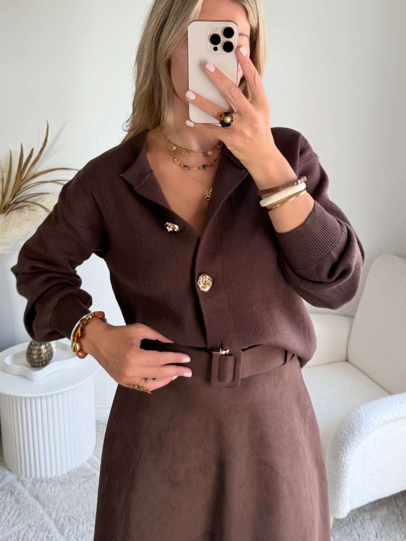 Gilet marron boutons dorés - Nori