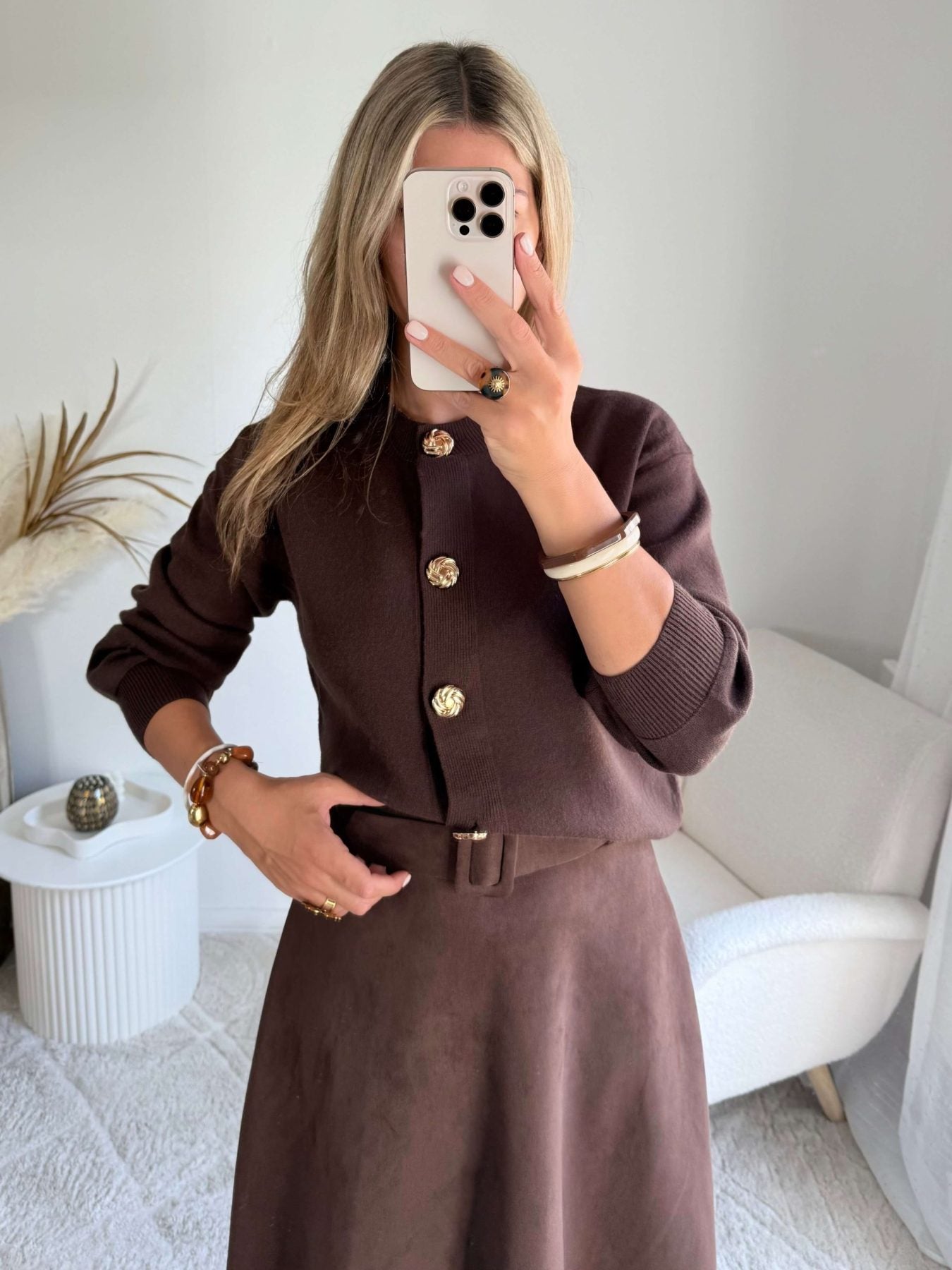 Gilet marron boutons dorés - Nori