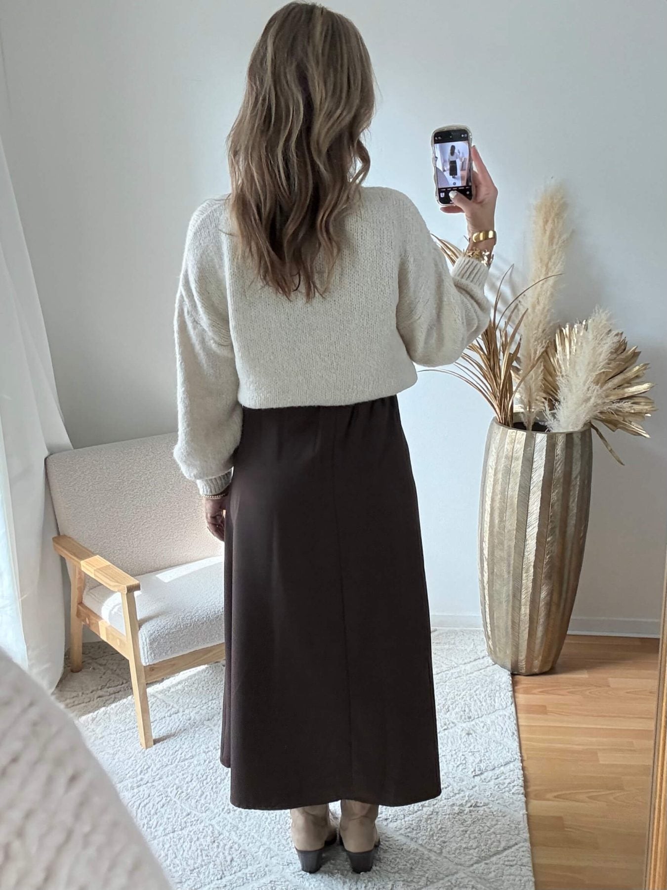 Jupe à poches marron