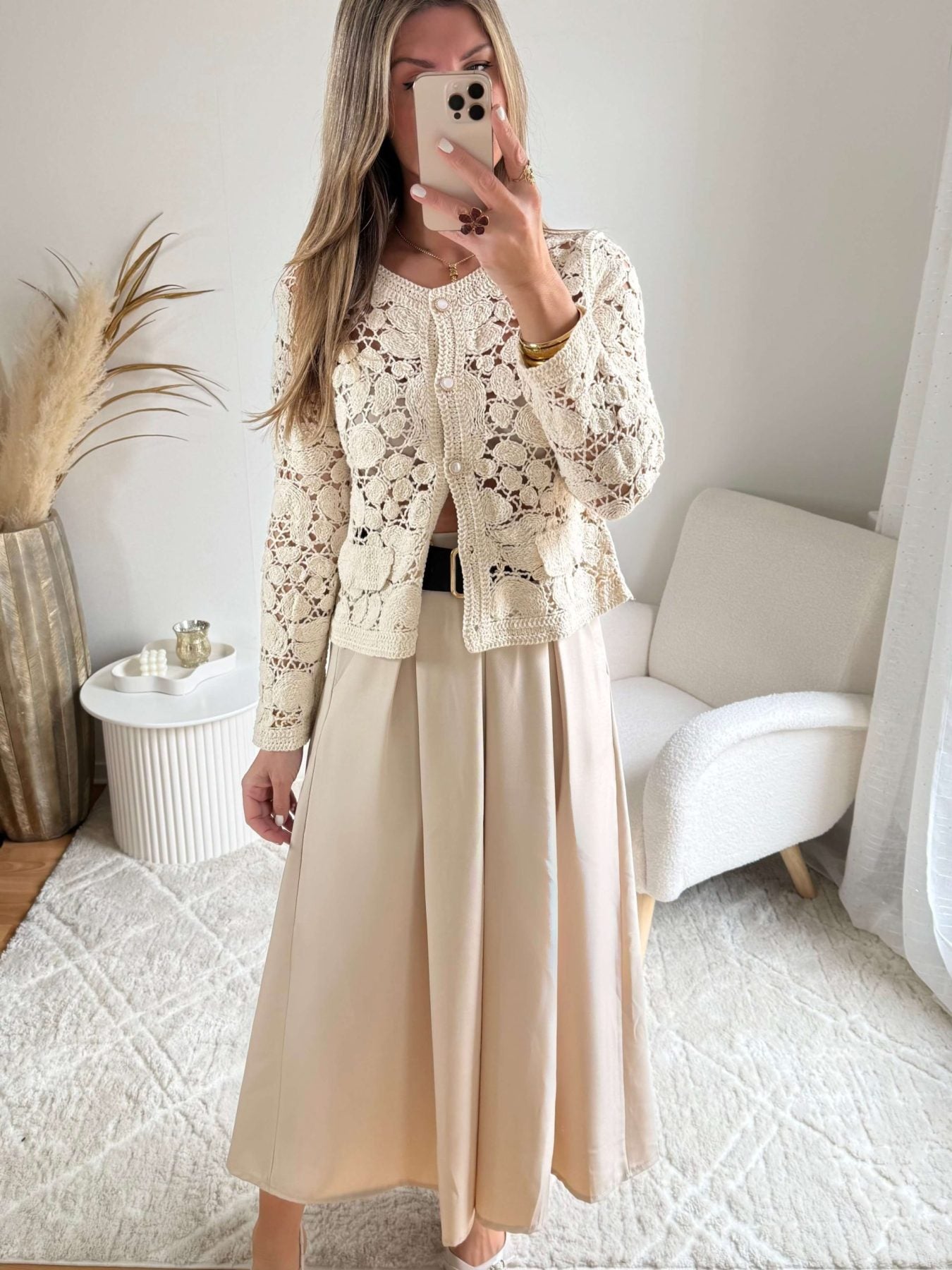 Jupe à poches beige