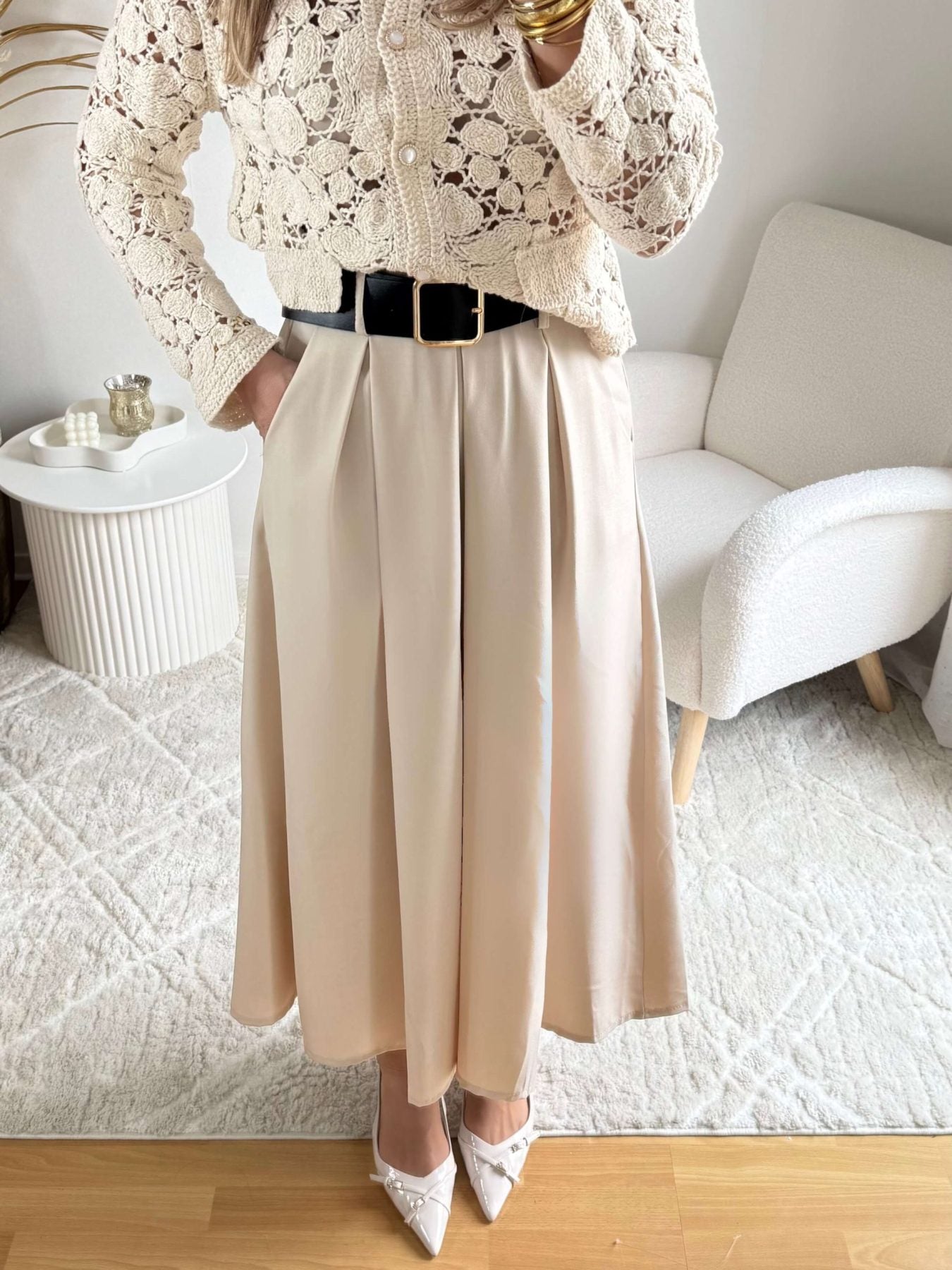 Jupe à poches beige