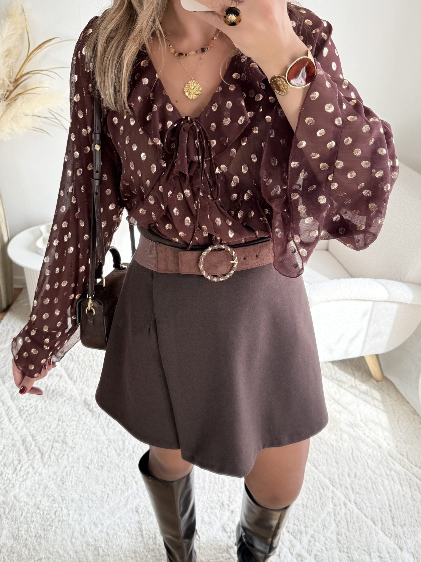Jupe short marron - Lenny