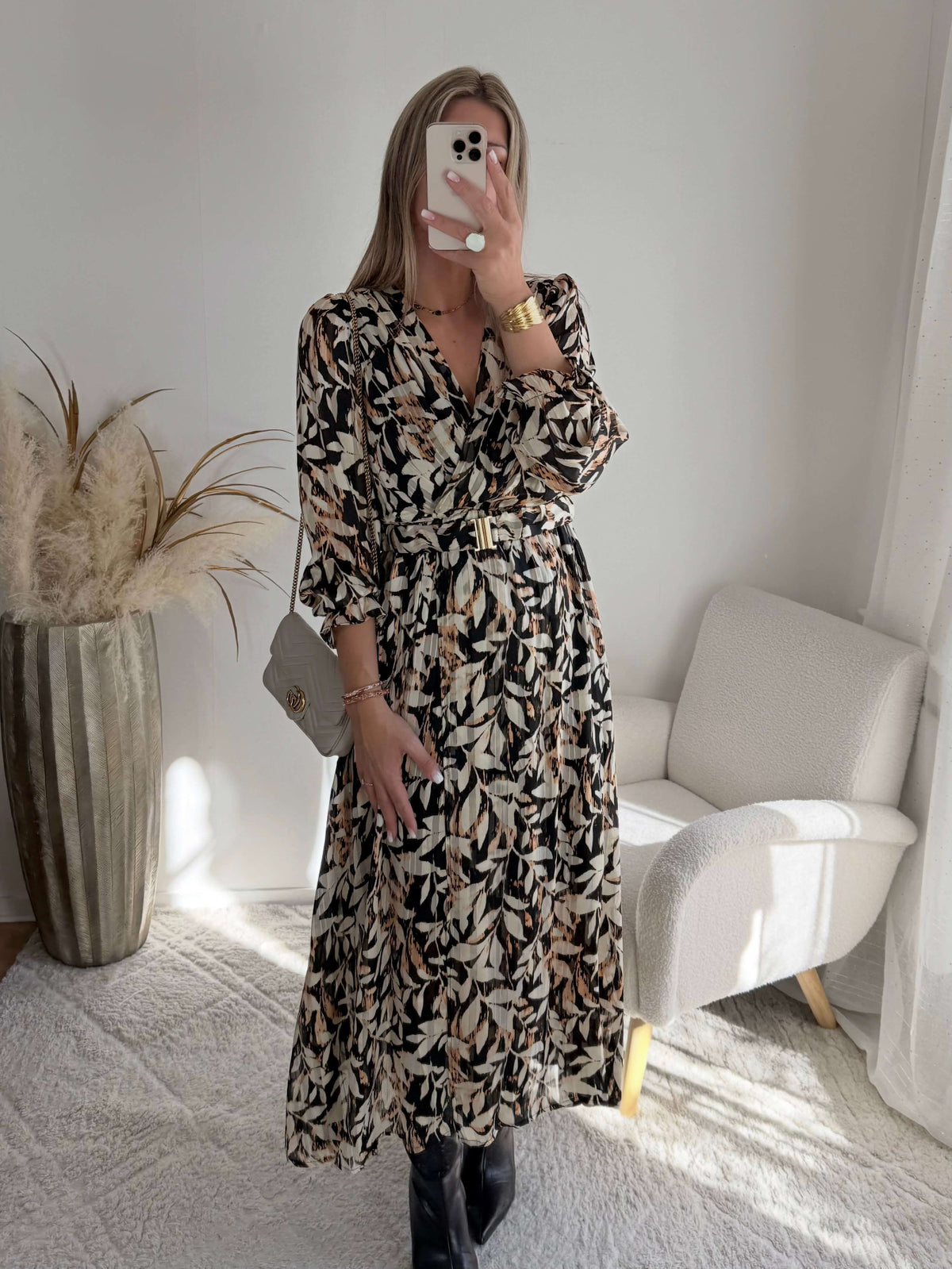 Robe longue fendue Brune