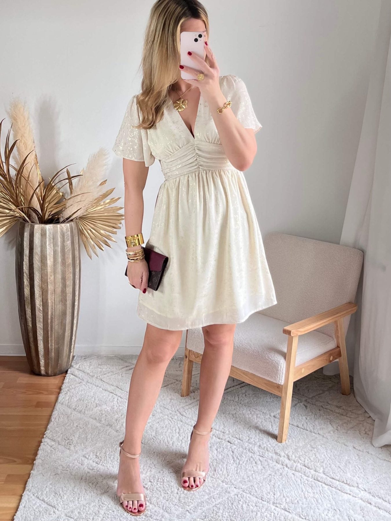 Robe beige dorée - Romy