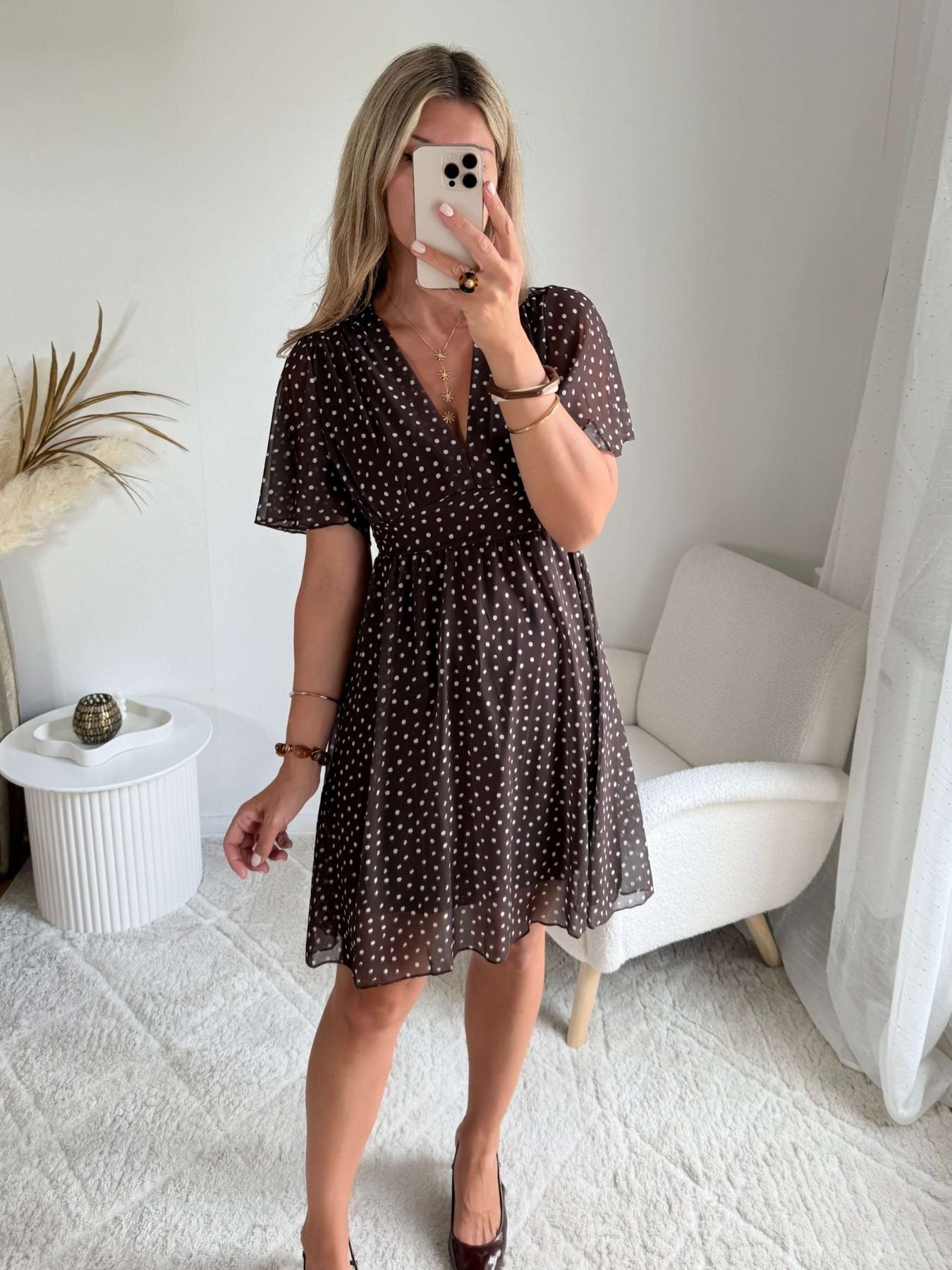 Robe chocolat à pois - Anne