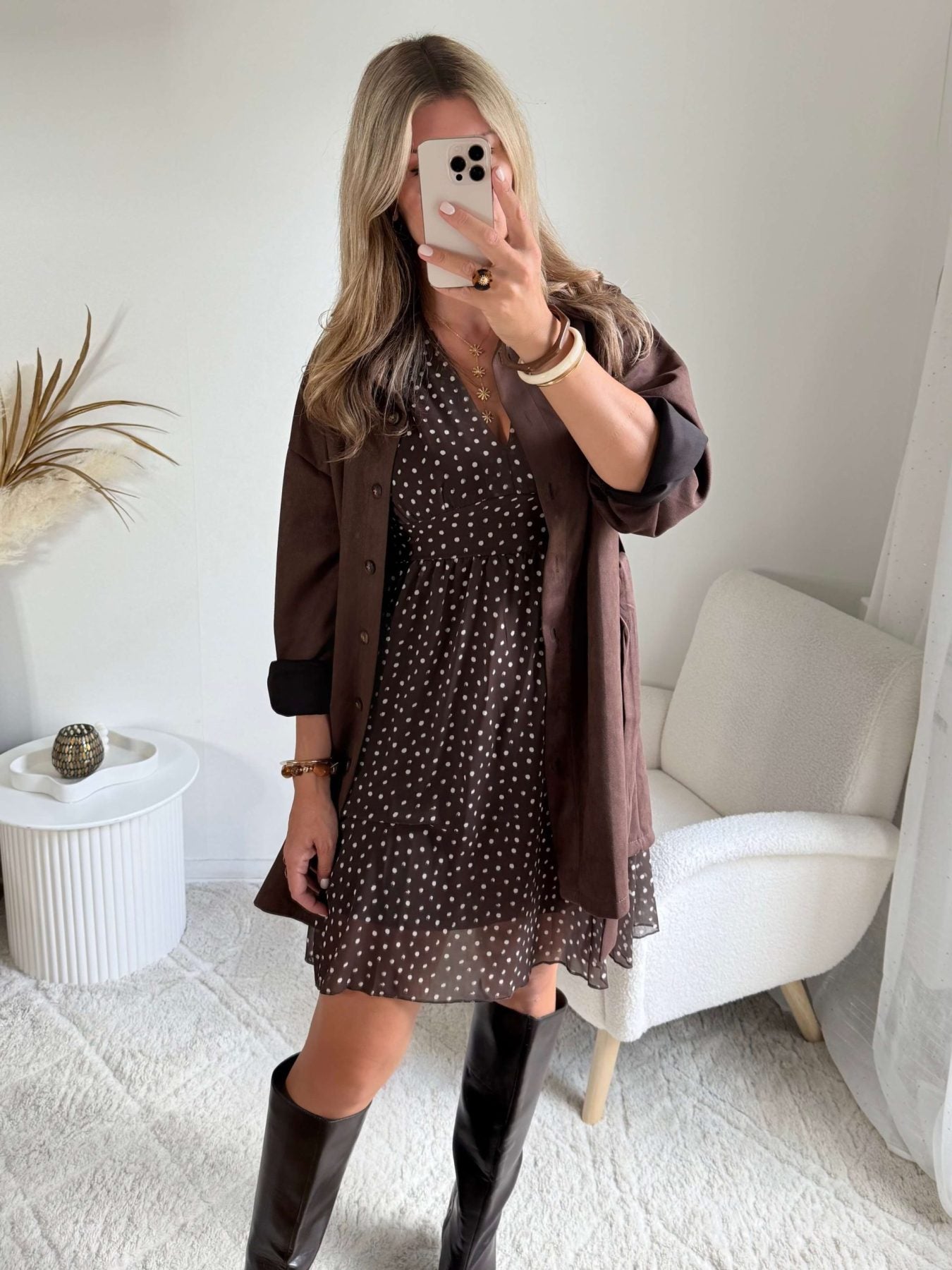 Robe chocolat à pois - Anne