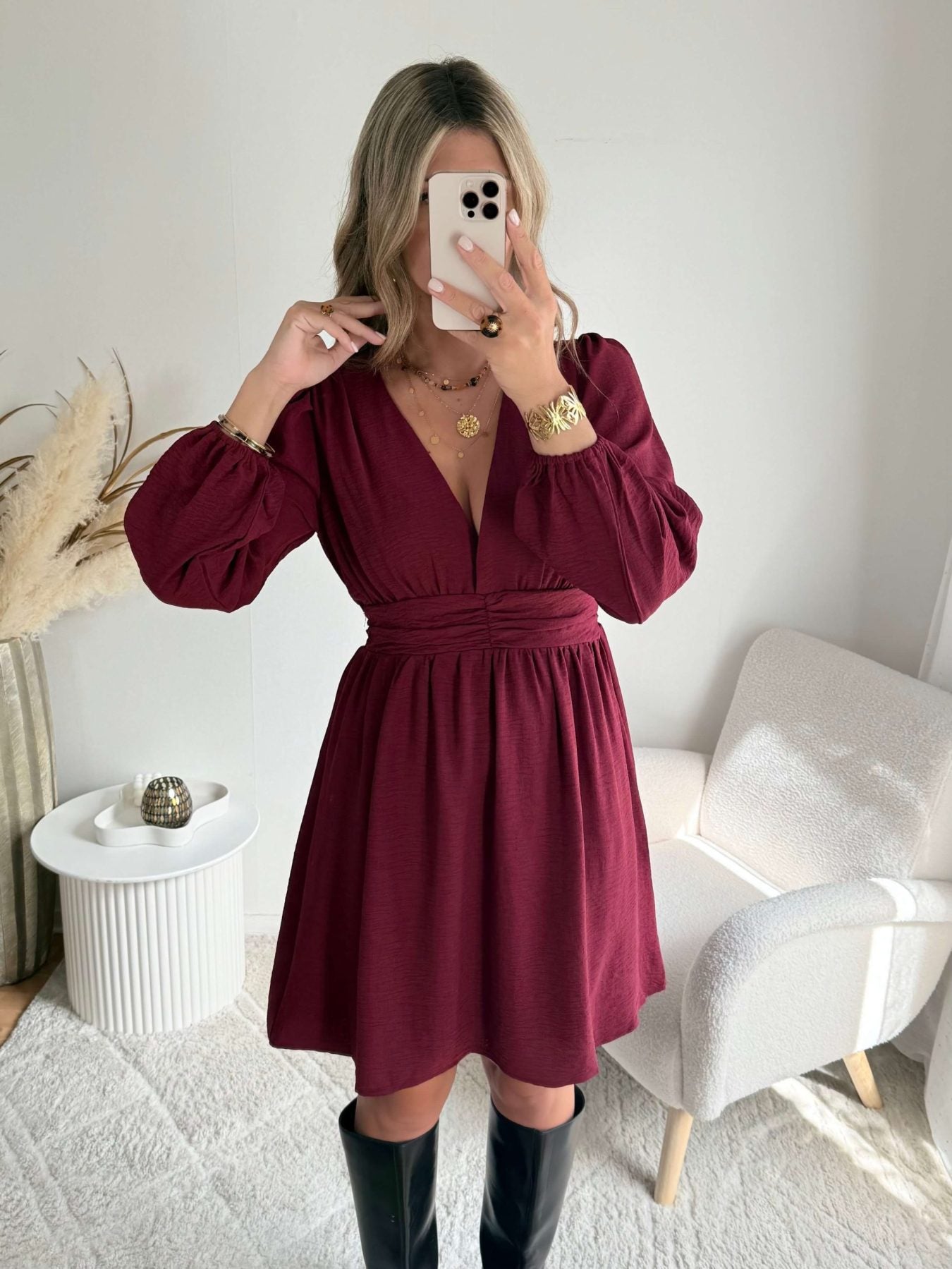 Robe courte bordeaux - Lucie