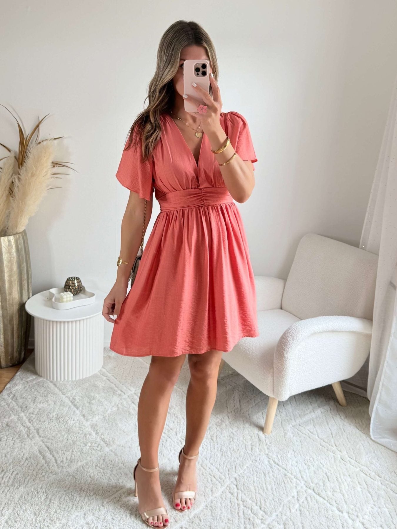 Robe courte corail - Diana