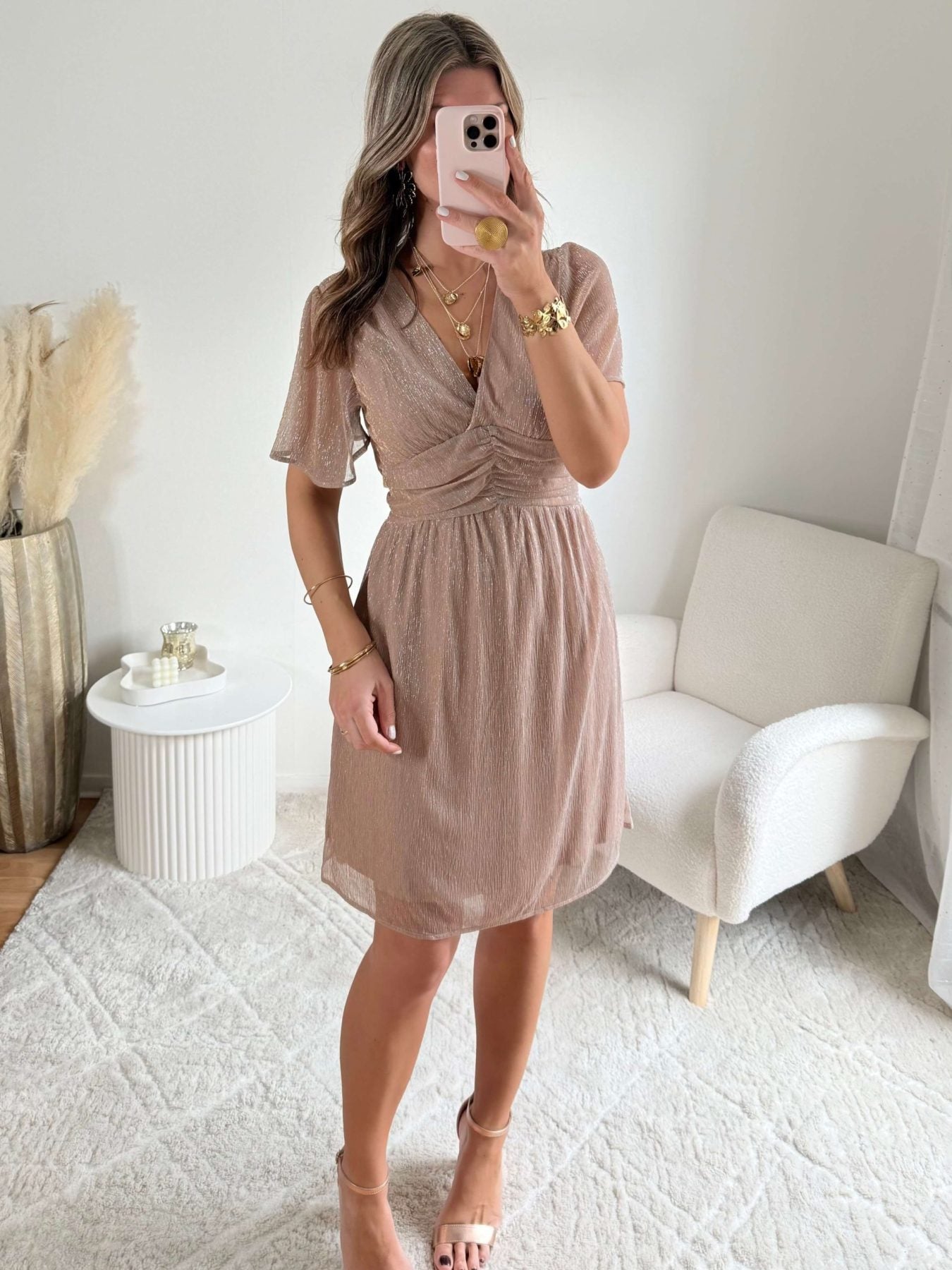 Robe courte or rose - Ambre