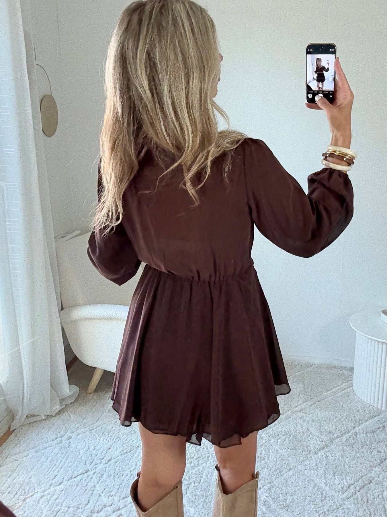 Robe courte marron- Cali