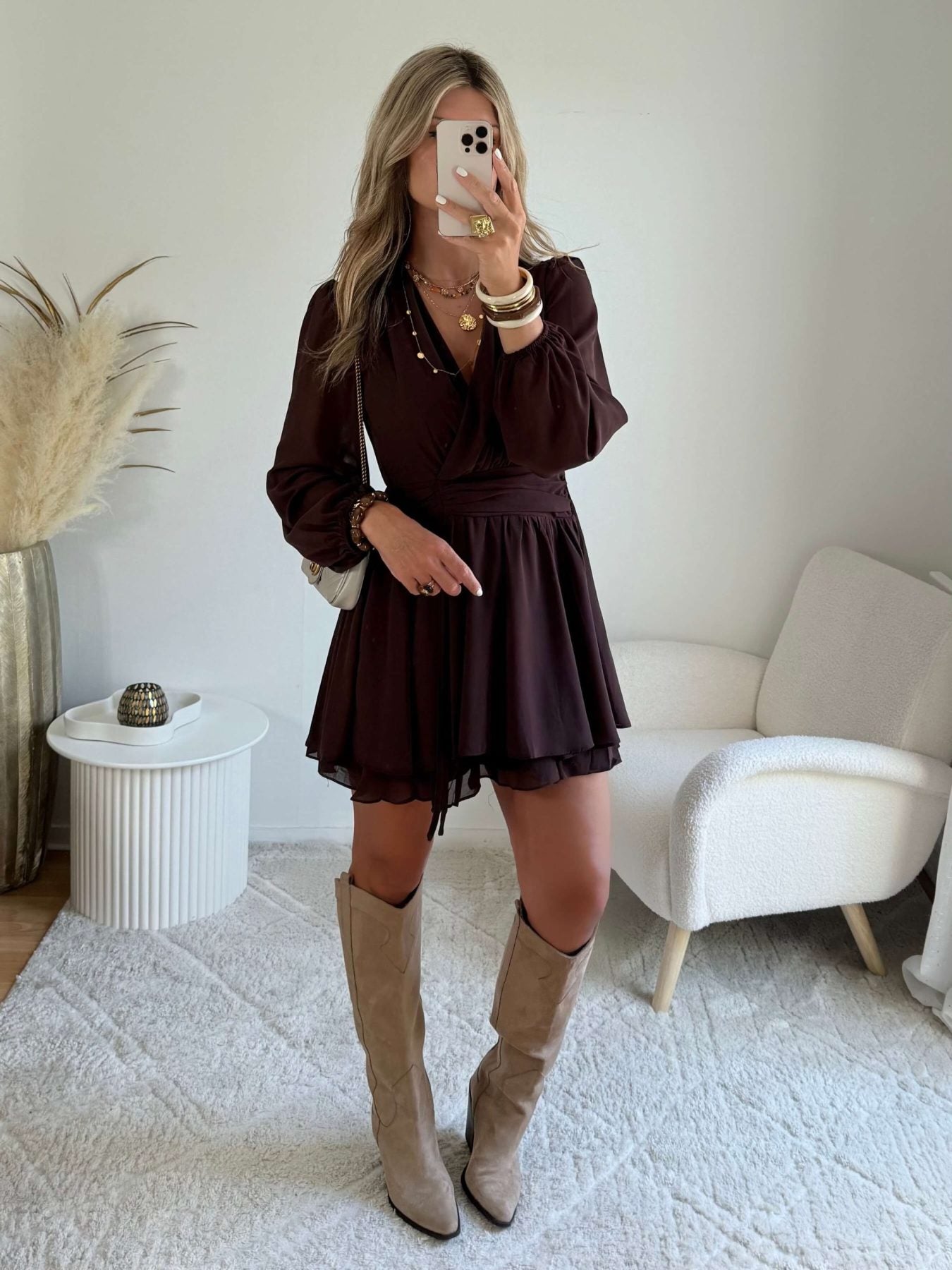 Robe courte marron- Cali