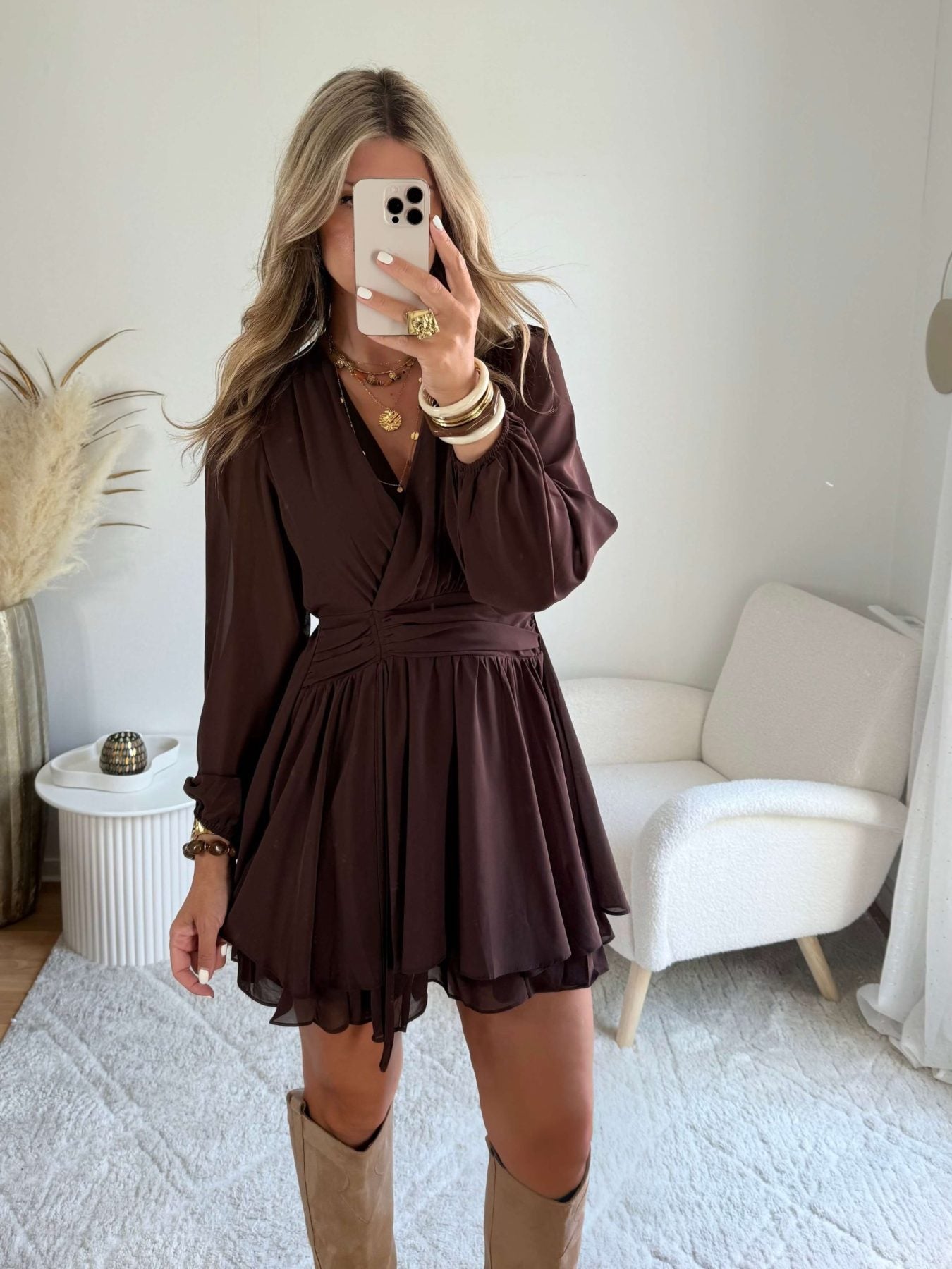 Robe courte marron- Cali