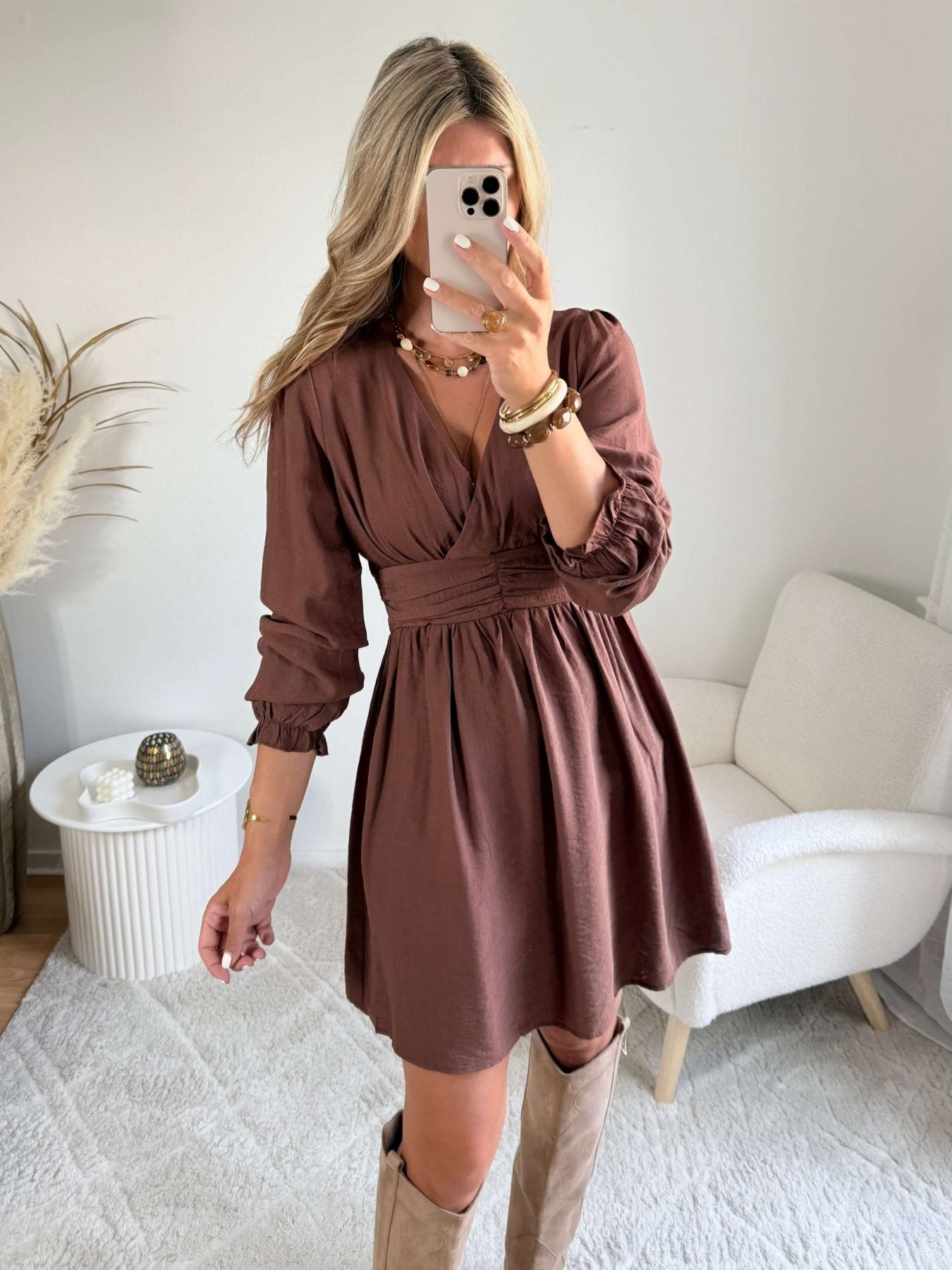 Robe courte marron - Margot