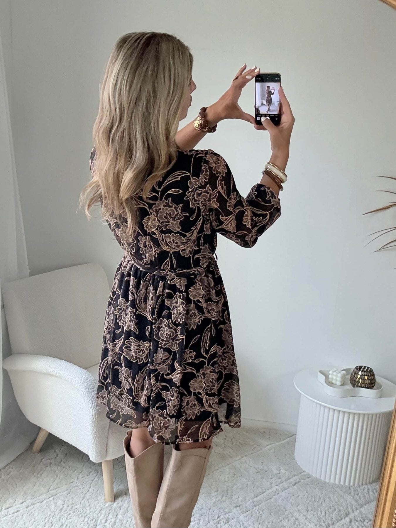 Robe courte marron dorée - Alys