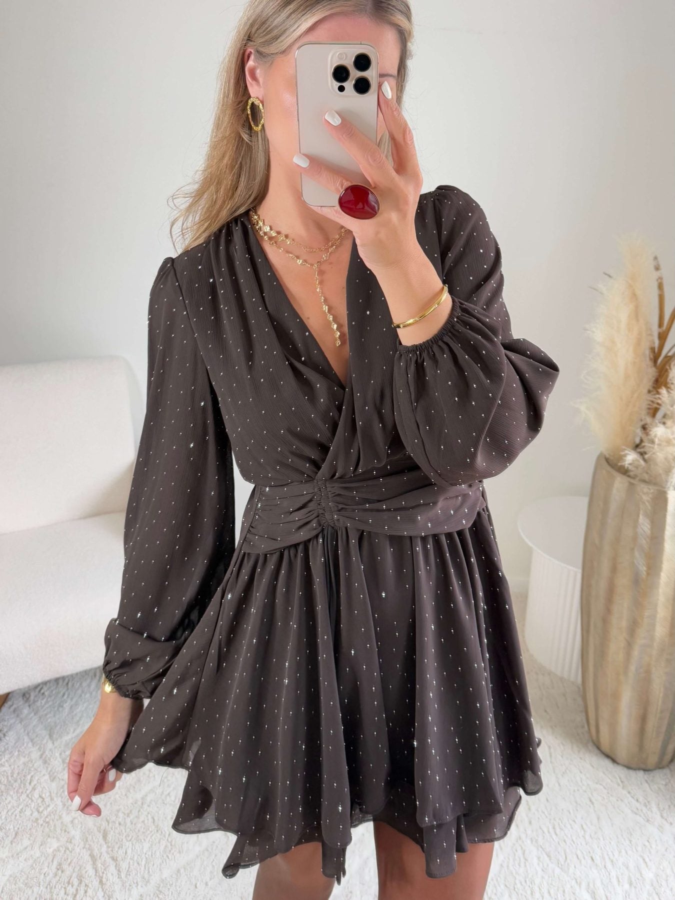 Robe marron à strass - Cali