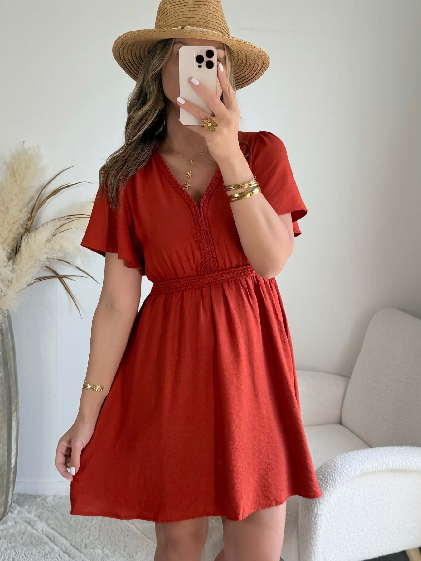 Robe courte terracotta - Dona du S au 4XL élégante cérémonie