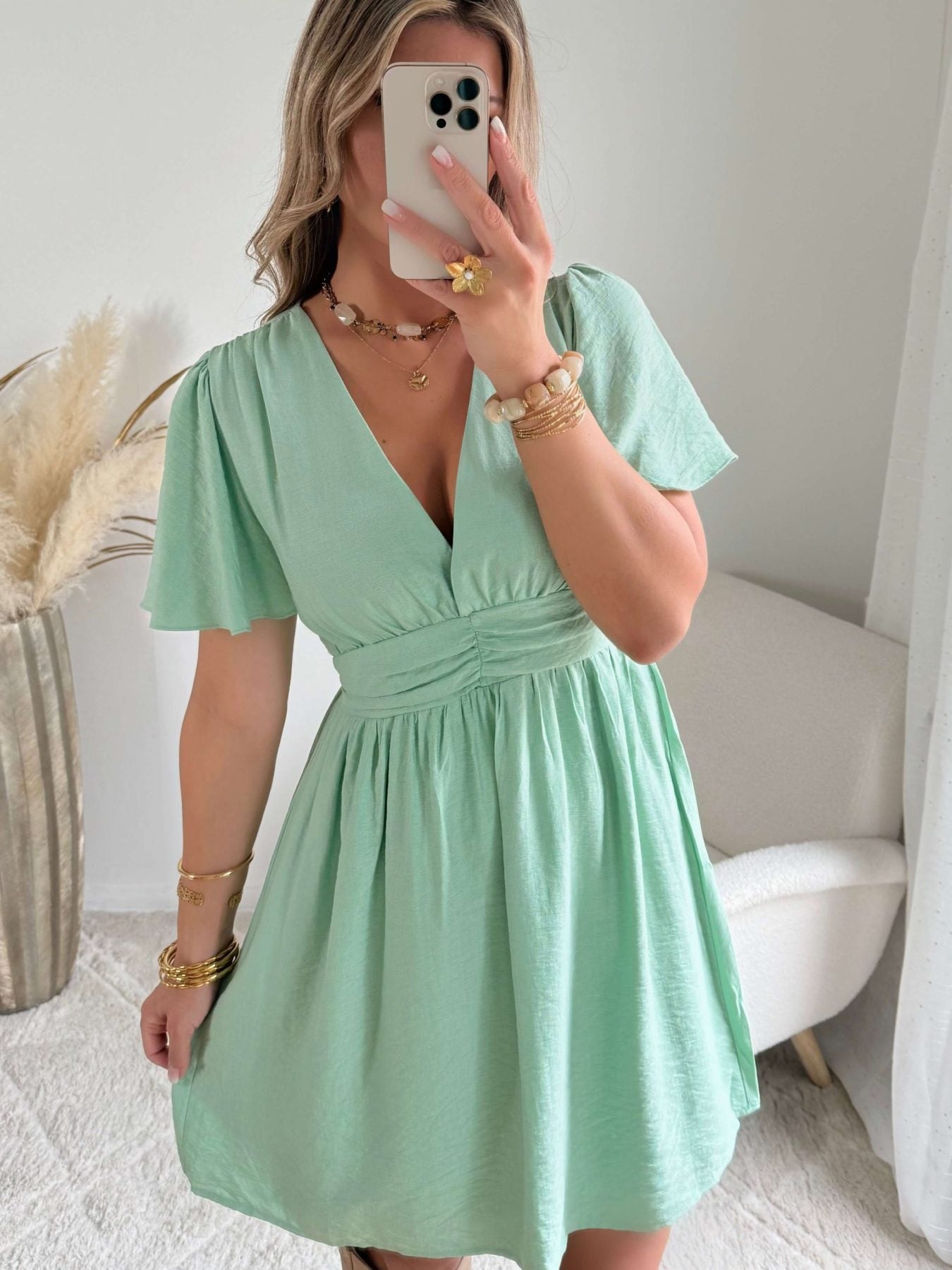 Robe courte vert d'eau - Diana