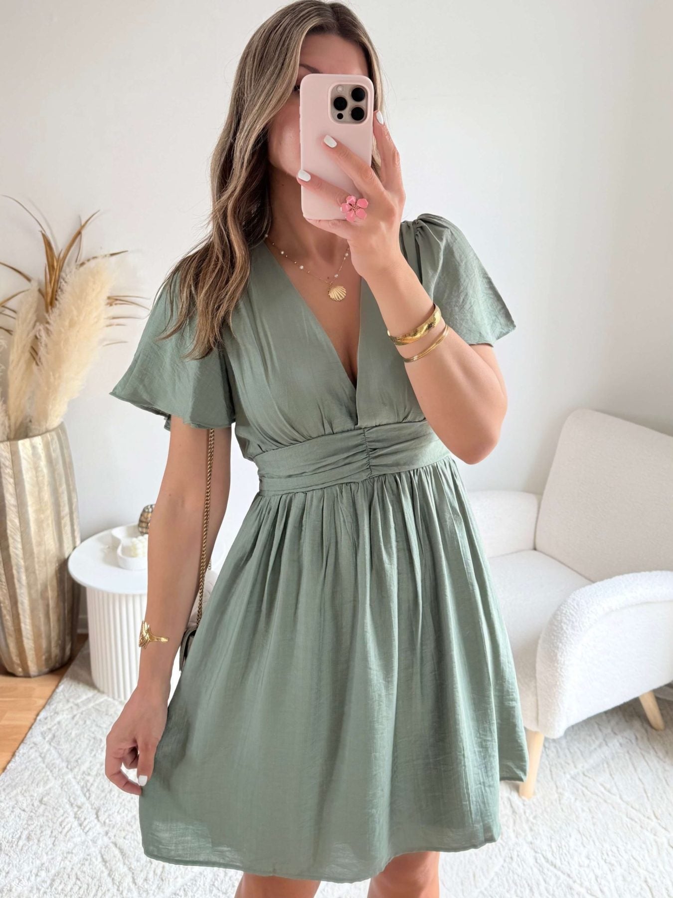 Robe courte vert sauge - Diana