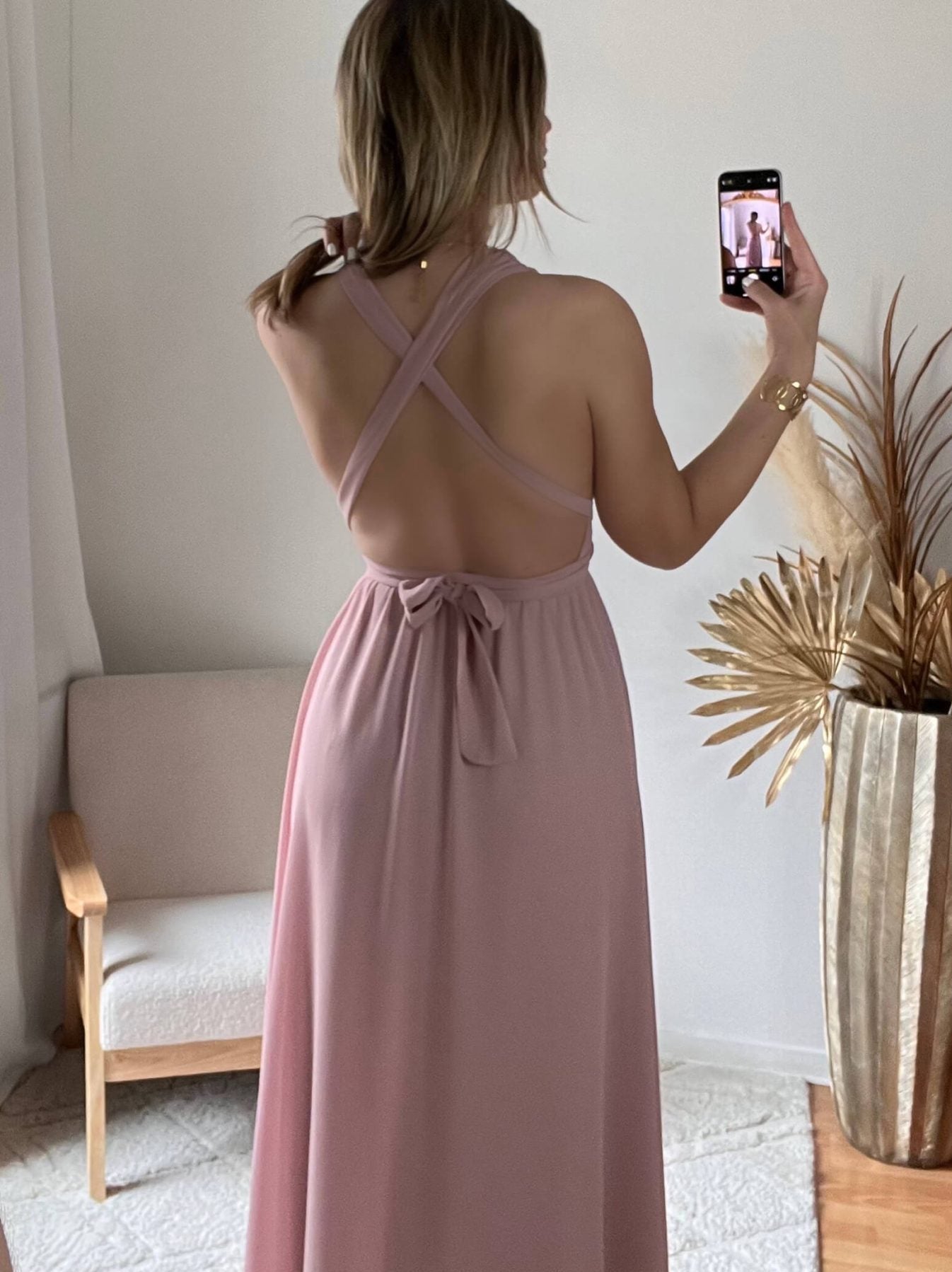 Robe dos nu rose poudré - Valentina