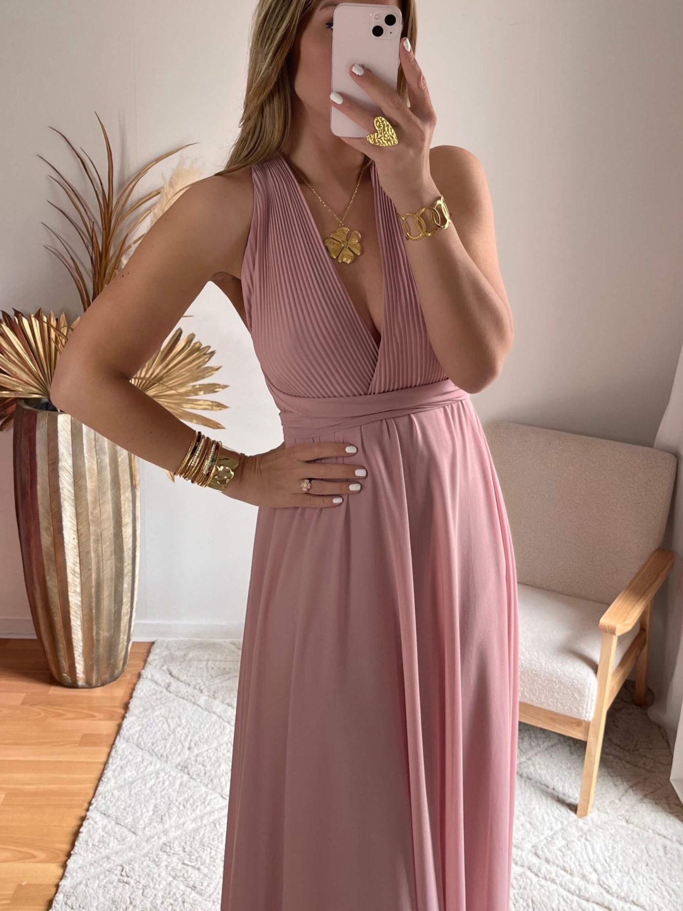 Robe dos nu rose poudré - Valentina