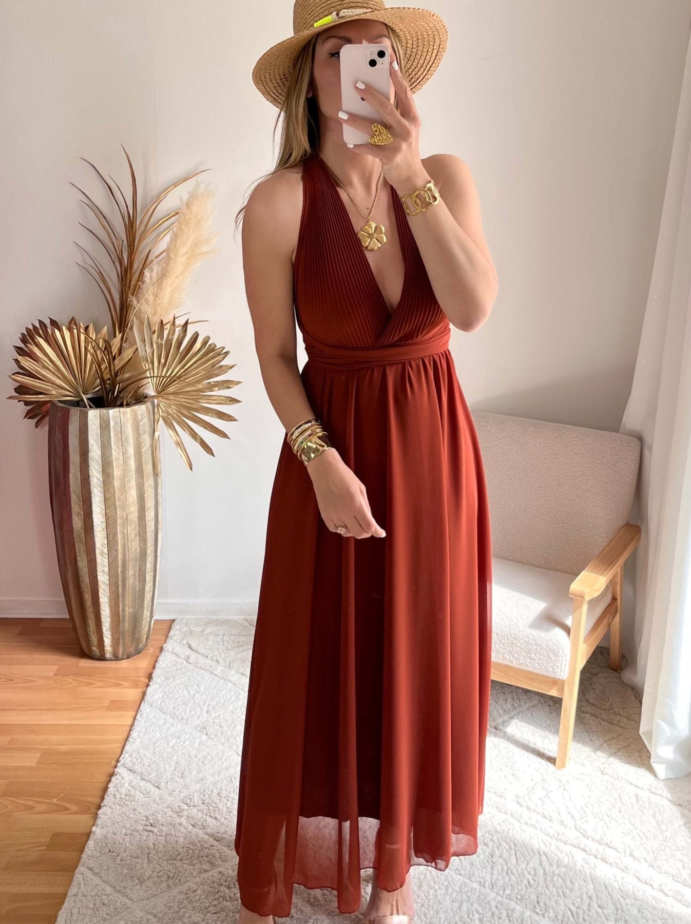 Robe dos nu terracotta - Valentina