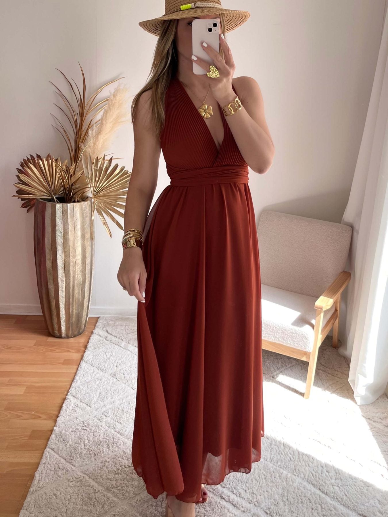 Robe dos nu terracotta - Valentina