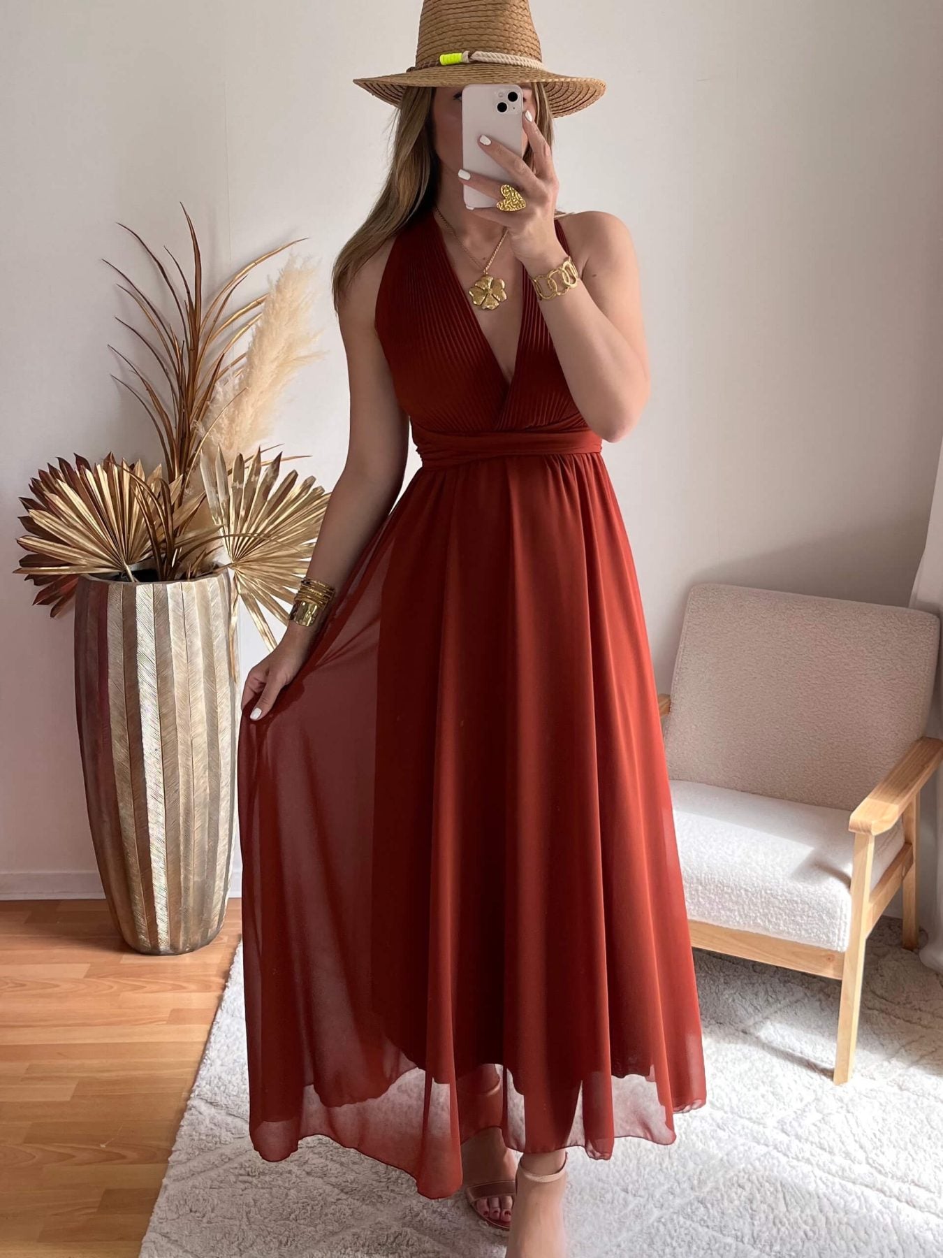 Robe dos nu terracotta - Valentina