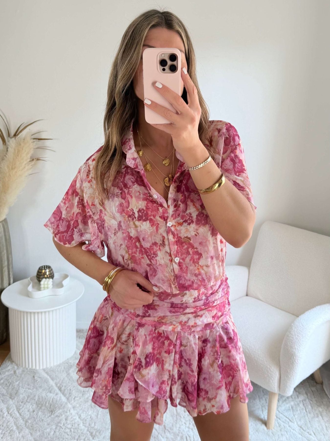 Robe rose fleurie - Anaïs