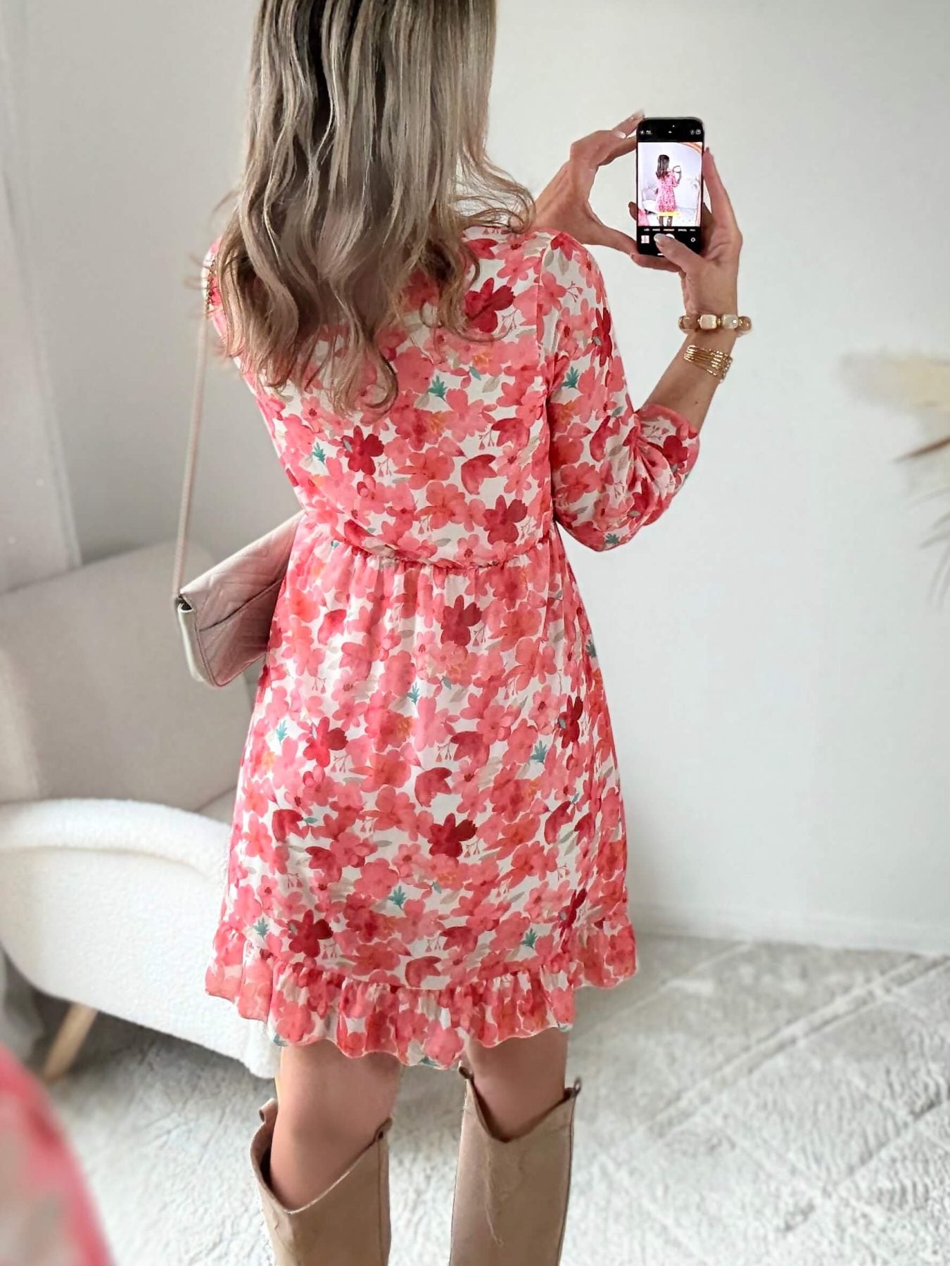 Robe fleurie corail - Rosalie