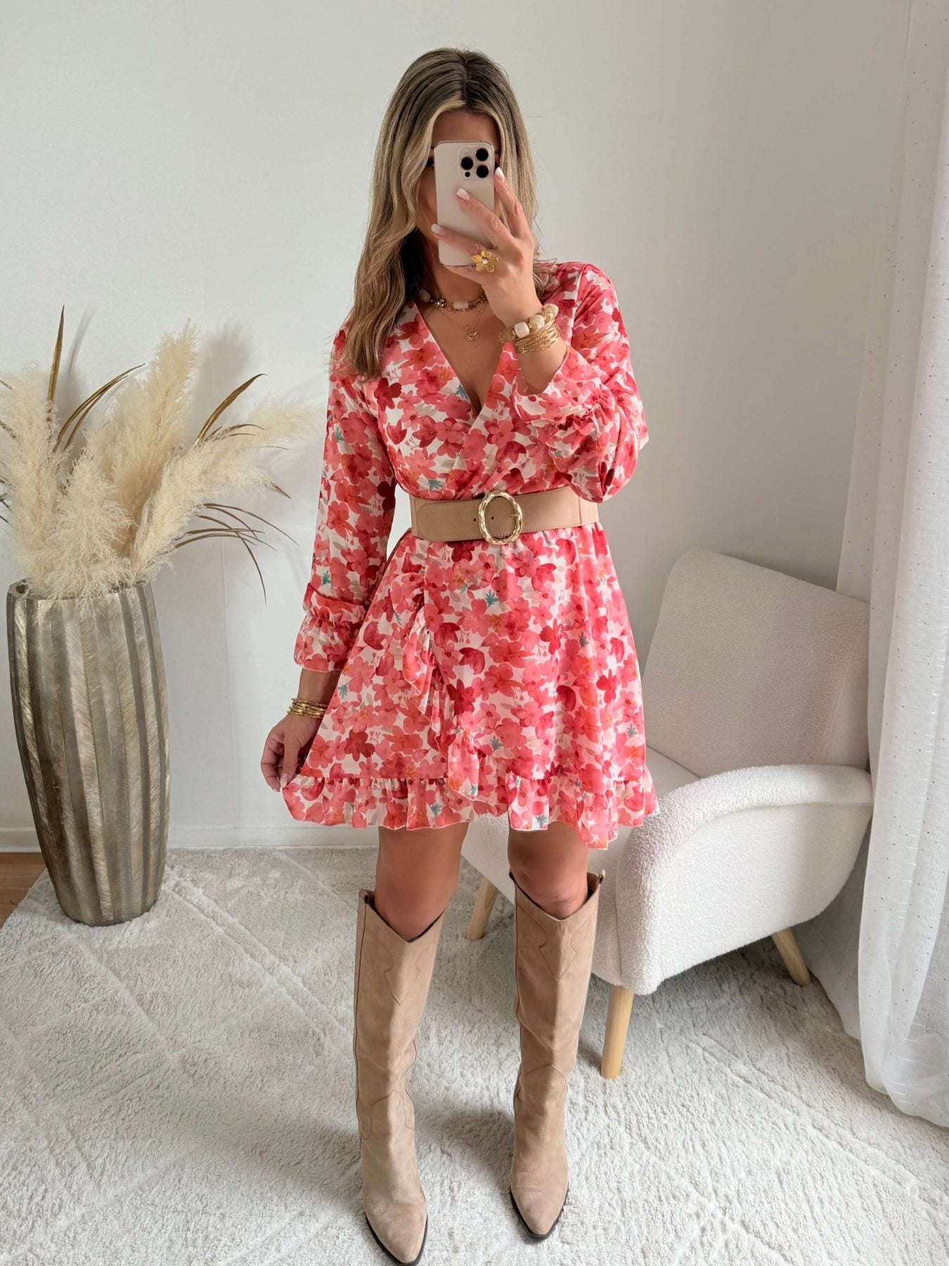 Robe fleurie corail - Rosalie
