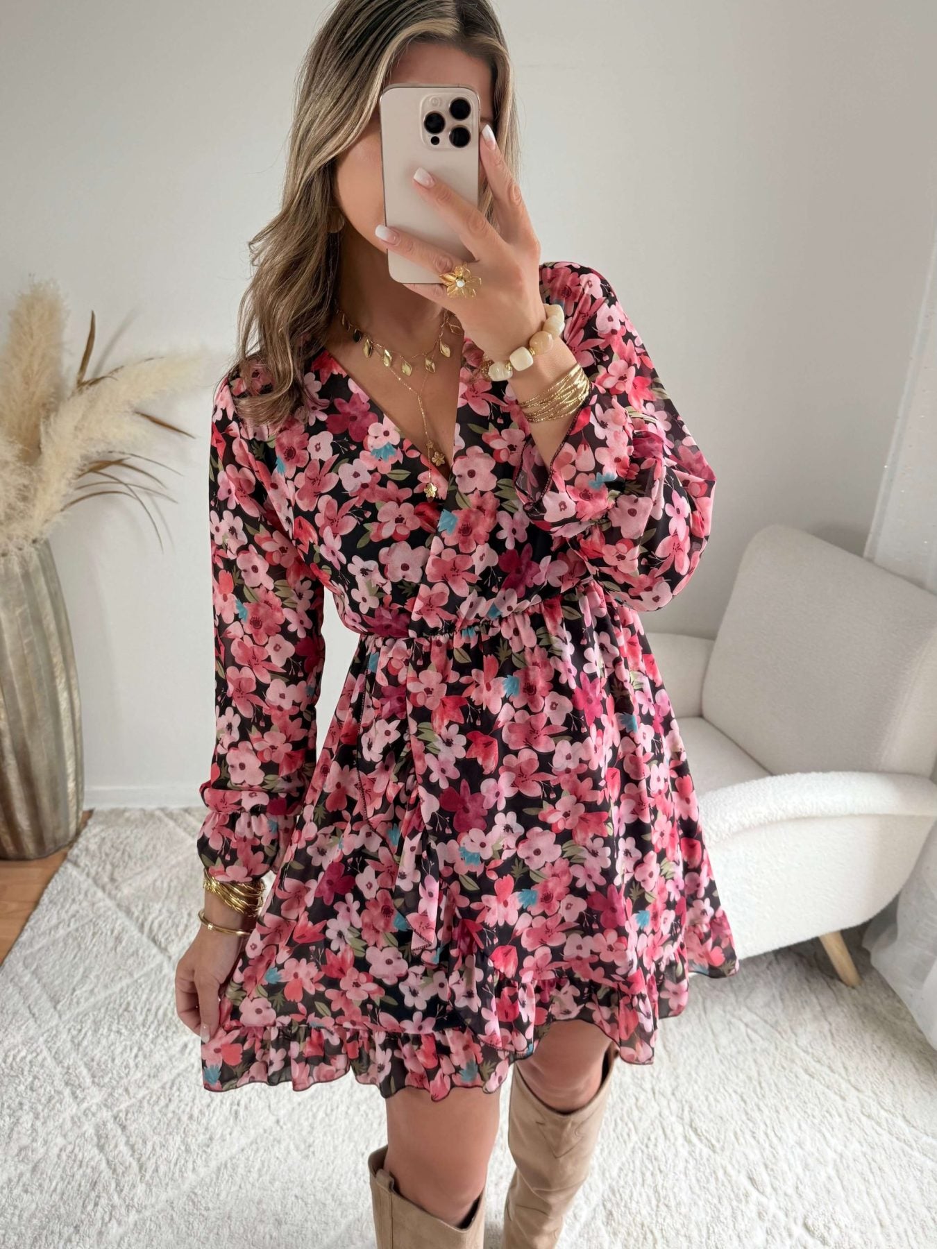 Robe fleurie rose - Rosalie