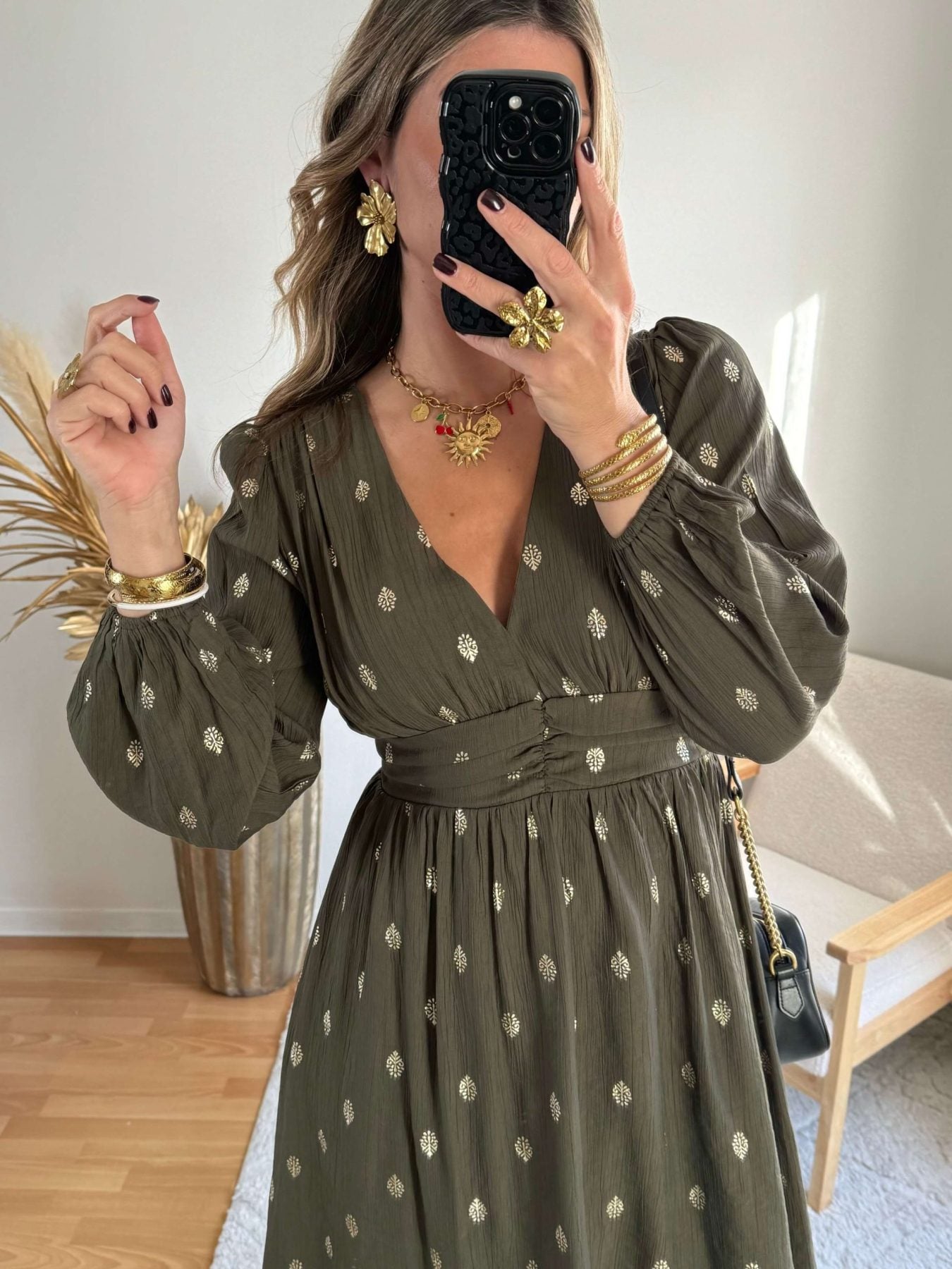 Robe kaki dorée - Alicia